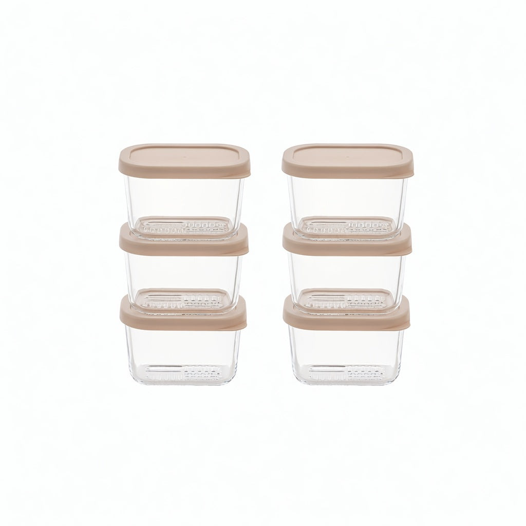 Container Culture 12-Piece Airtight Glass Food Storage Containers with Lids, 6 x 10.5oz - Cashew Cream-0
