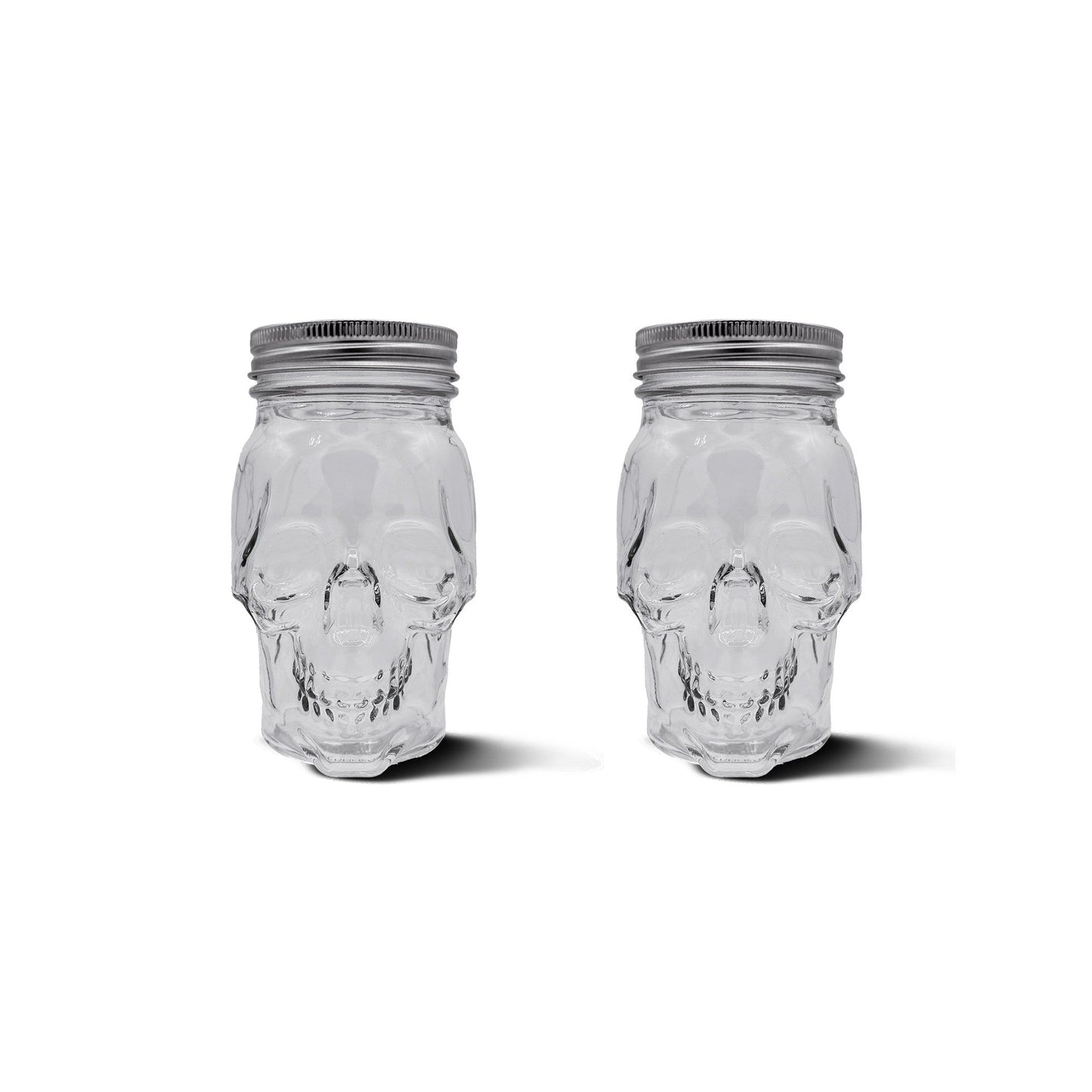 Skull Mason Jar with Lid, 4-Piece Set (2 skull Mason Jars & 2 Lids) 16oz, Clear-0