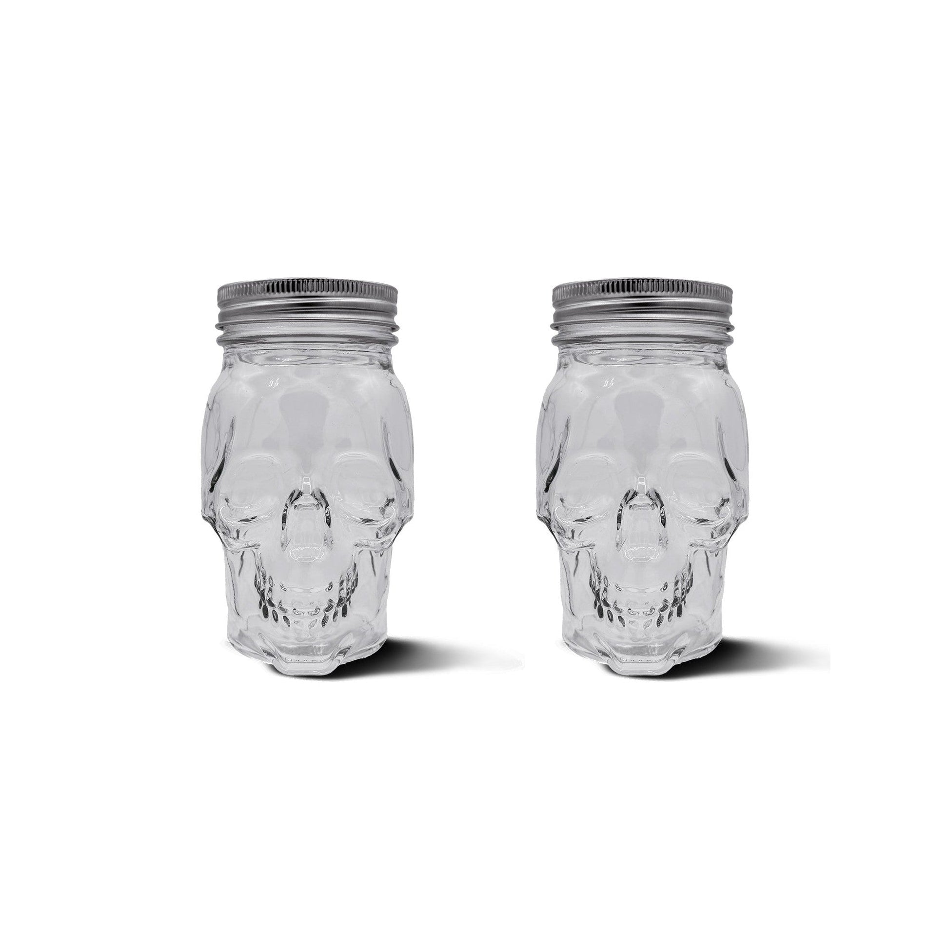 Skull Mason Jar with Lid, 4-Piece Set (2 skull Mason Jars & 2 Lids) 16oz, Clear-0