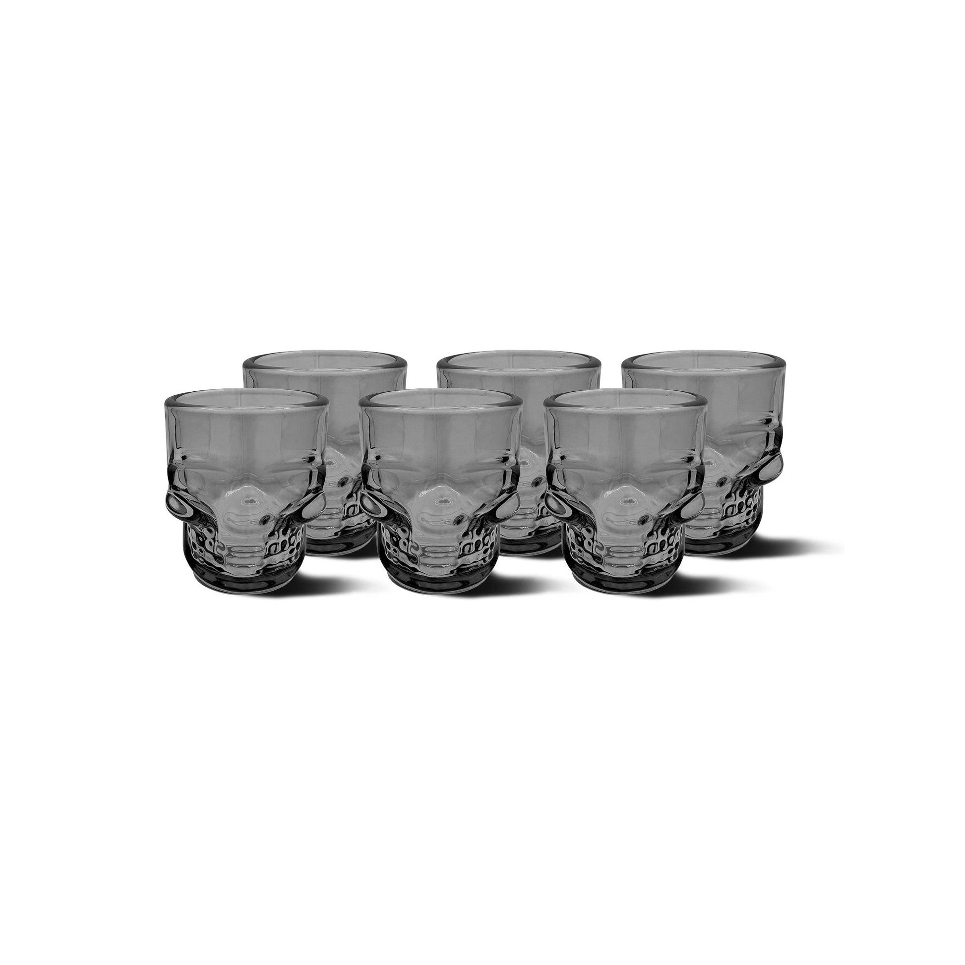 Set of 6 Skull Shot Glasses – 1.75 oz Glass Novelty Drinkware for Halloween Parties, Cocktail Bars & Home Decor-0