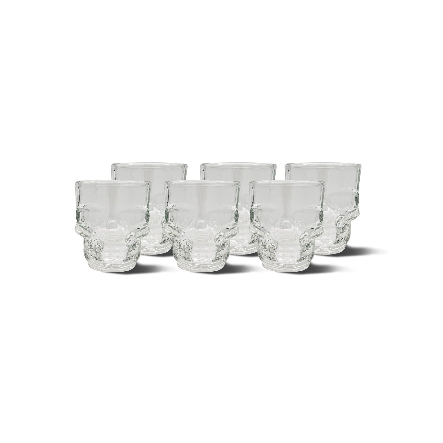 Set of 6 Skull Shot Glasses – 1.75 oz Glass Novelty Drinkware for Halloween Parties, Cocktail Bars & Home Decor-0