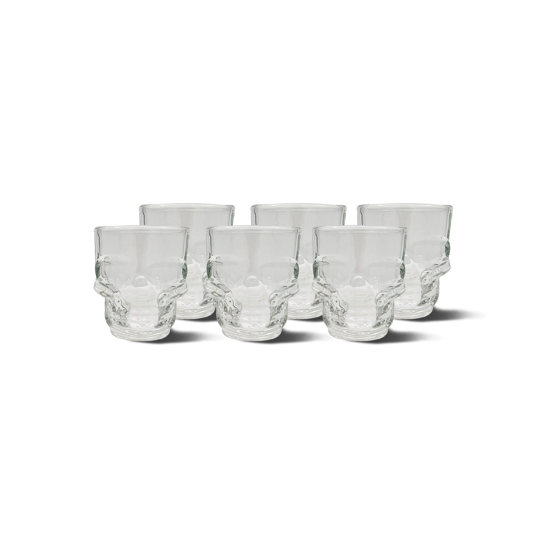 Set of 6 Skull Shot Glasses – 1.75 oz Glass Novelty Drinkware for Halloween Parties, Cocktail Bars & Home Decor-0