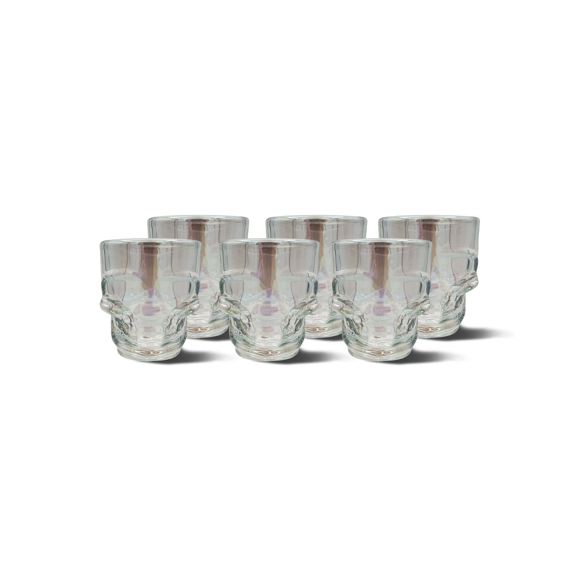Set of 6 Skull Shot Glasses – 1.75 oz Glass Novelty Drinkware for Halloween Parties, Cocktail Bars & Home Decor-0