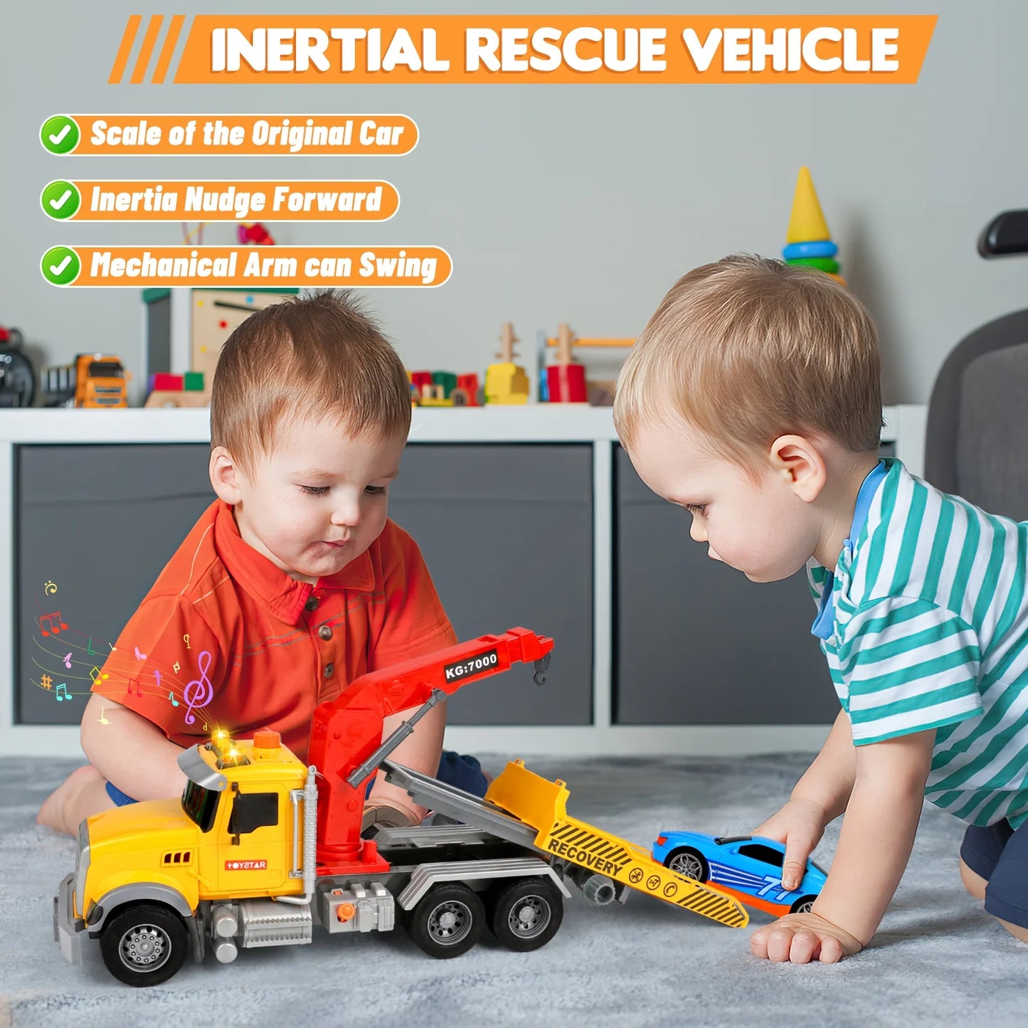 TOYSTAR Kids Tow Truck Toys, 15" Large Toddler Car Toys 88