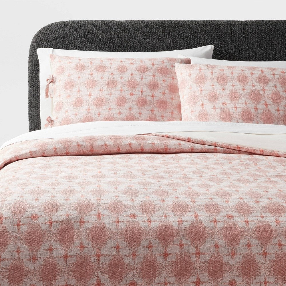 Threshold King Ikat Duvet Cover Set Ivory/Mauve - Cotton Slub