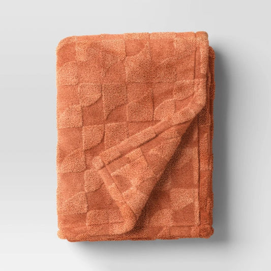 Room Essentials Geometric Jacquard Throw Blanket 50x60in Terracotta
