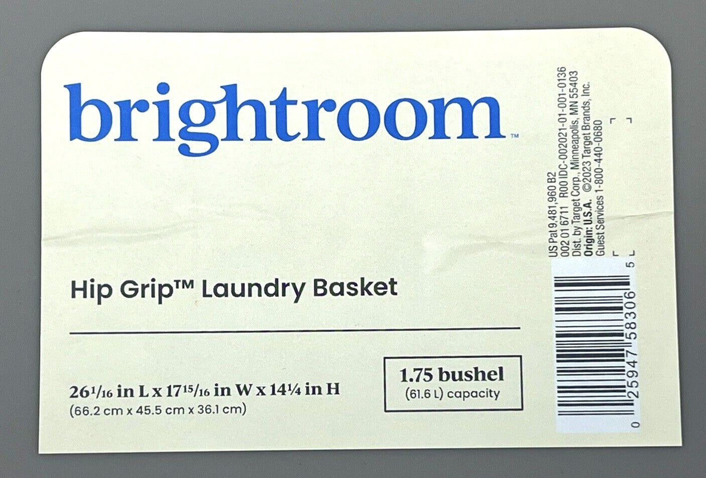 Target 2-Bushel Hip-Grip Laundry Basket, Light Gray