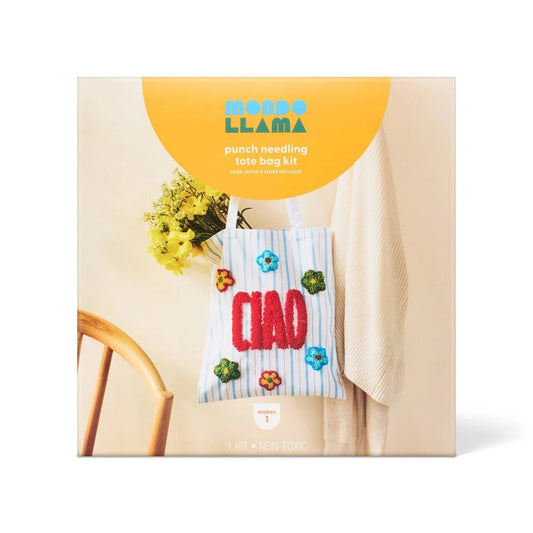 Mondo Llama Ciao Striped Punch Needle Tote Bag