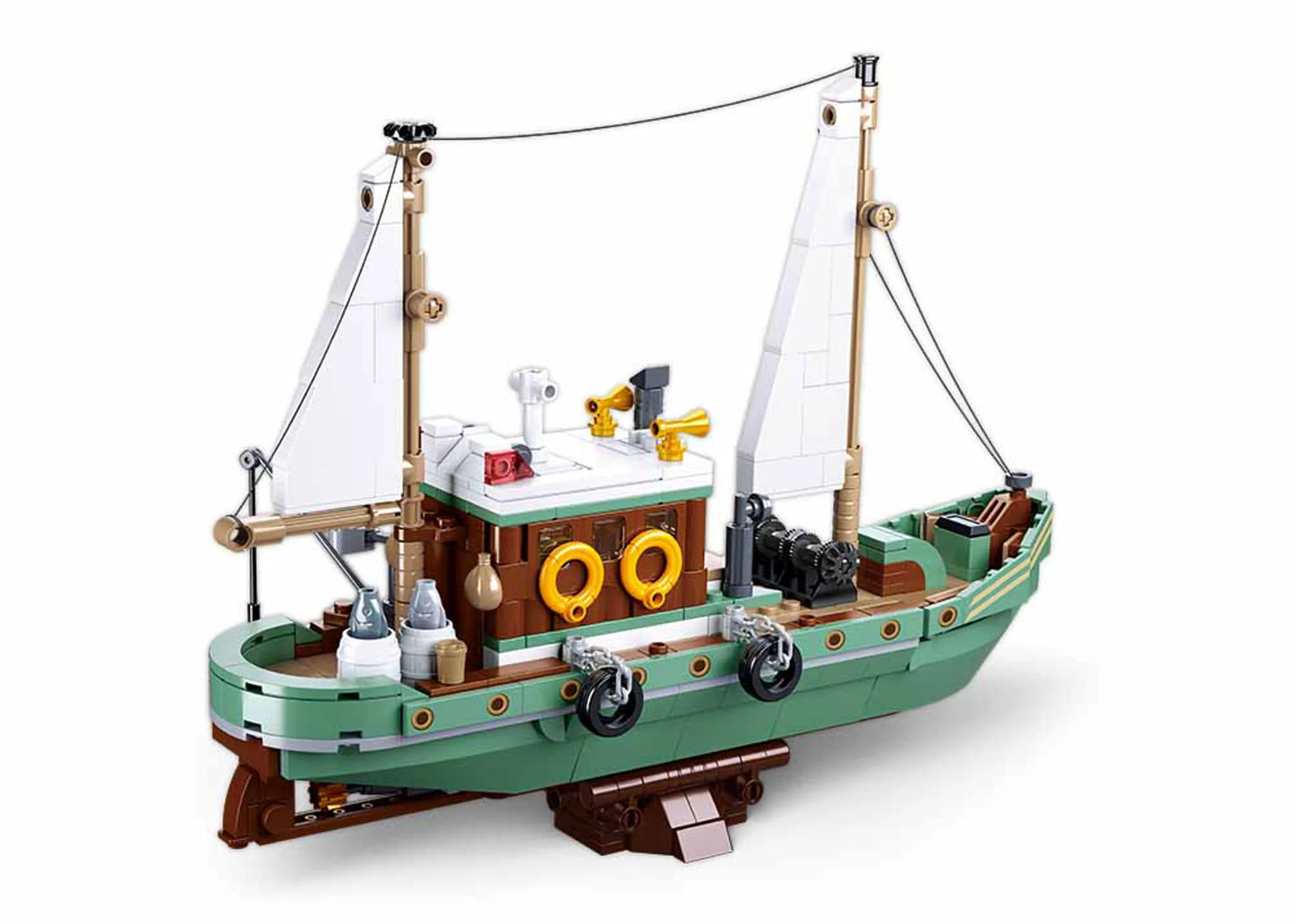 Model Bricks Fishing Sail Boat Building Brick Kit (610 pcs)