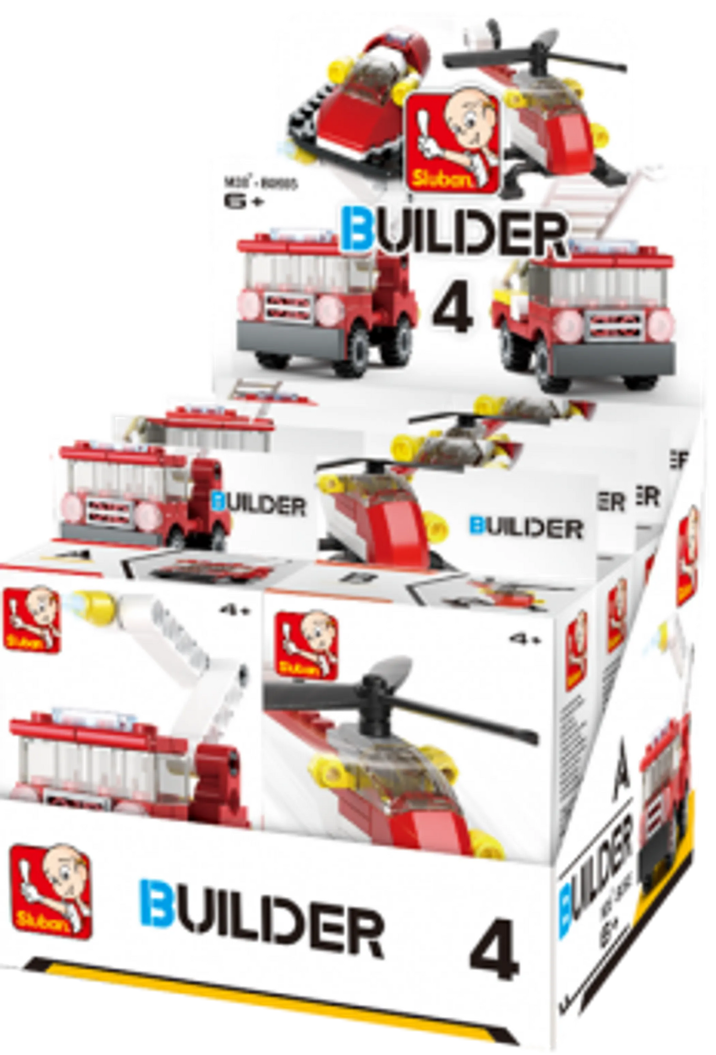 Builder Fire Building Brick Display Set, x2 of each kit A-D
