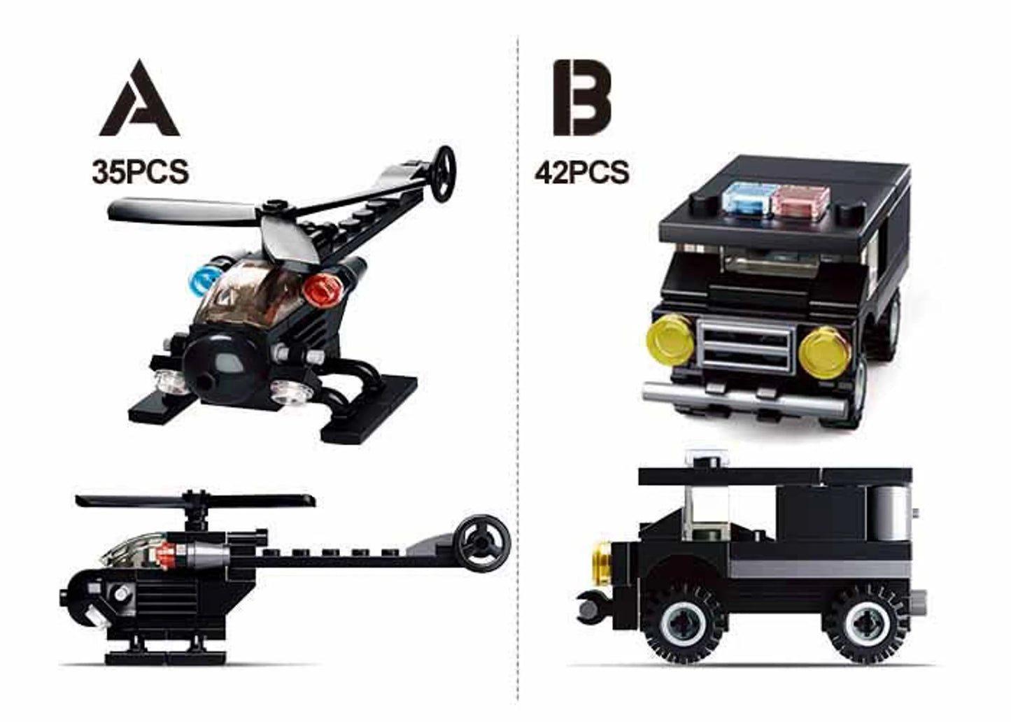 Builder Police Building Brick Display Set, x2 each kit A-D