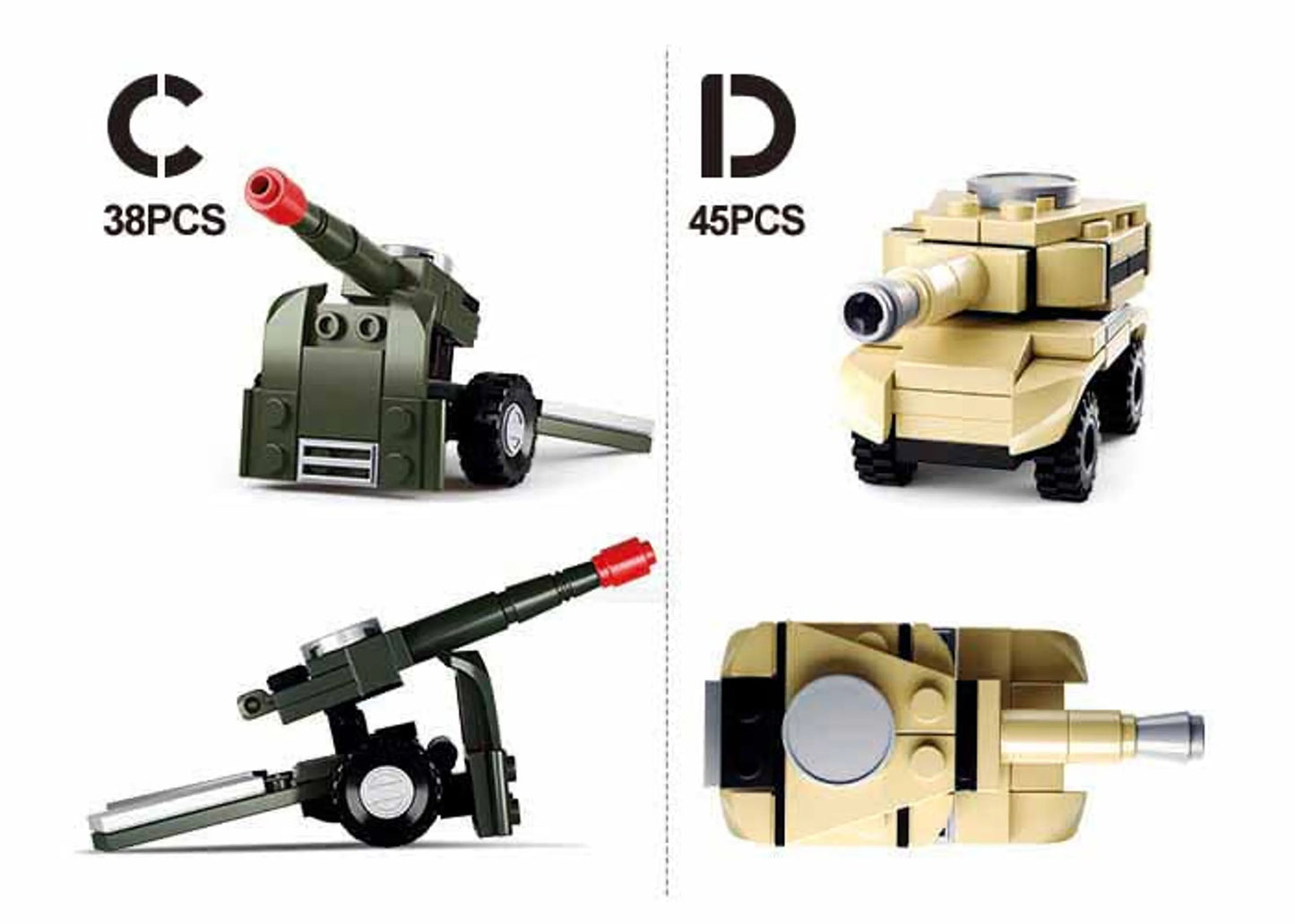 Builder Military Building Brick Display Set, x2 of each kit