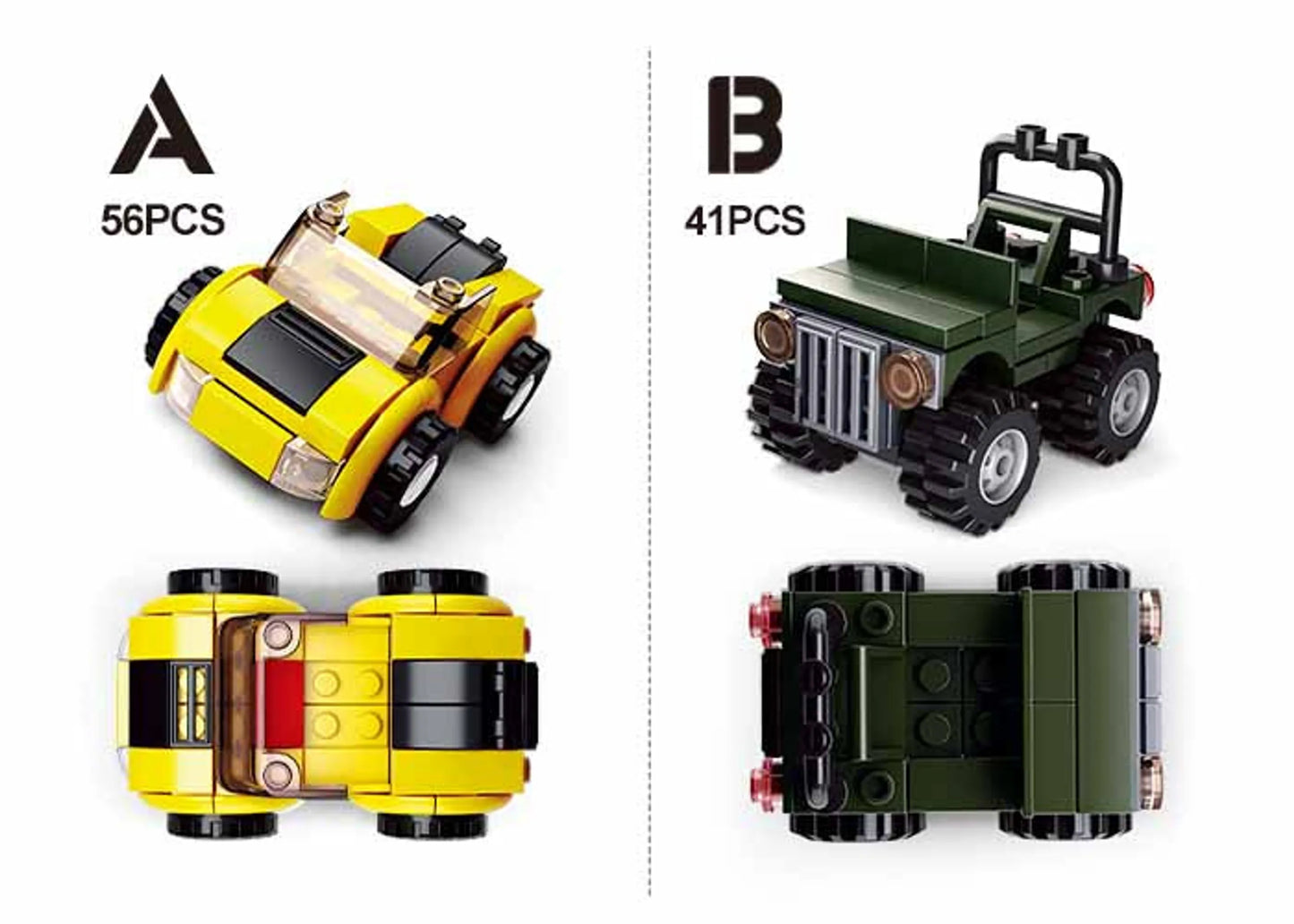 Builder Cars Building Brick Display Set, x2 of each kit