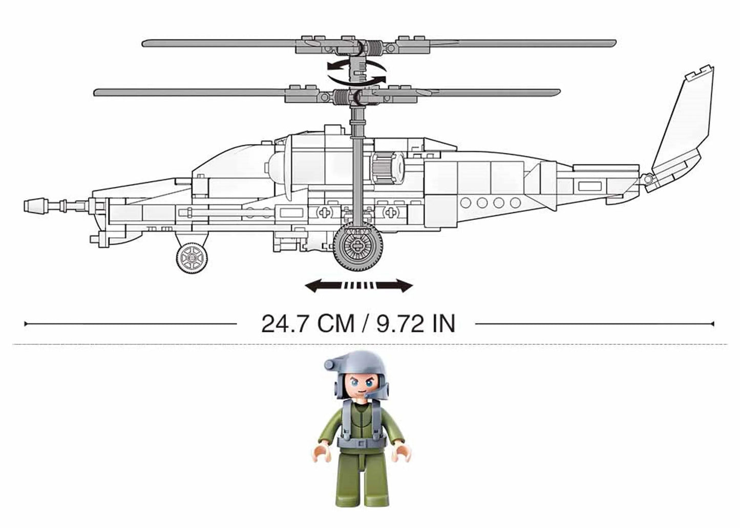 Model Bricks KA-50 Black Shark Helicopter Building Brick Kit (333pcs)