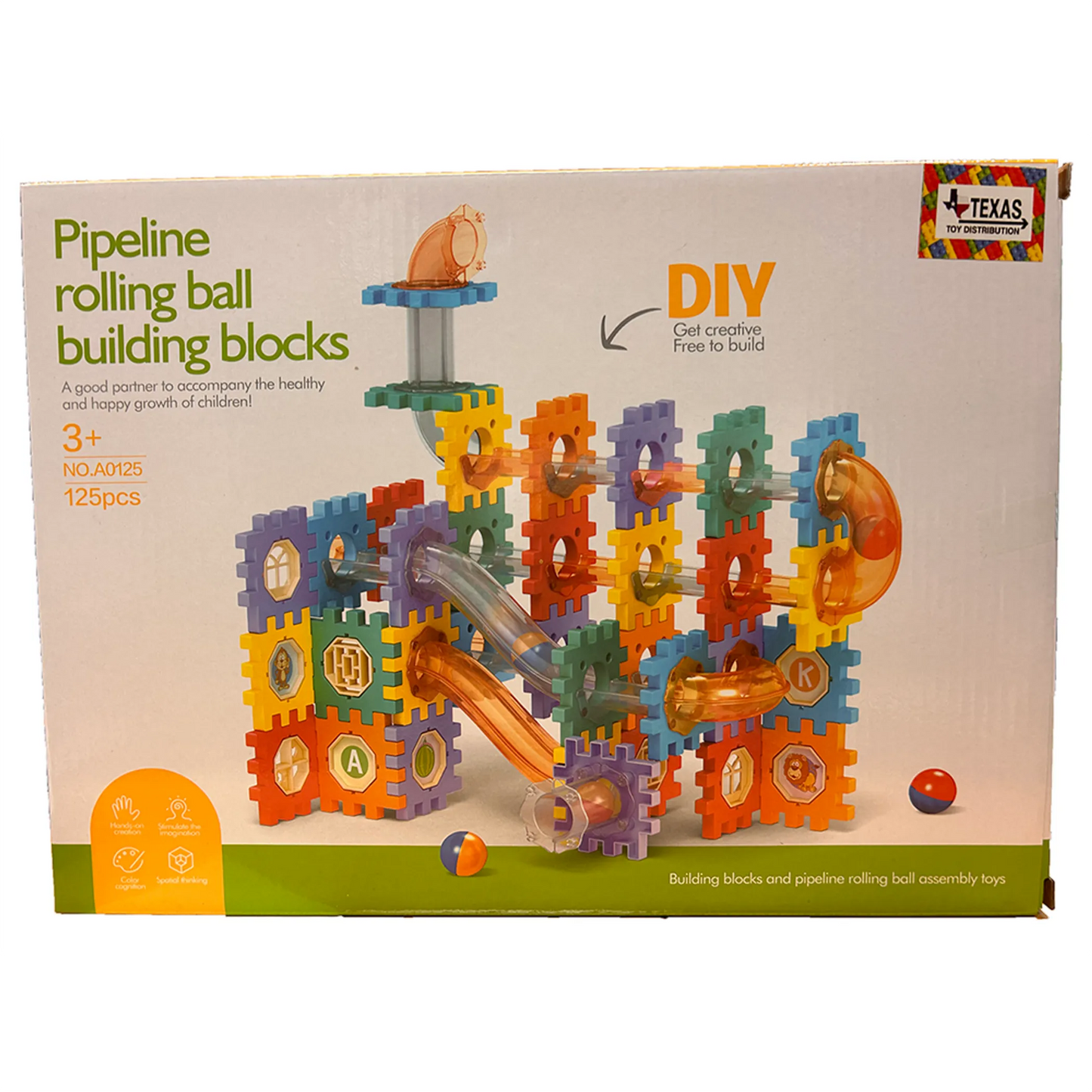 Pipeline Rolling Ball Building Blocks Marble Drop Set 125 Pcs
