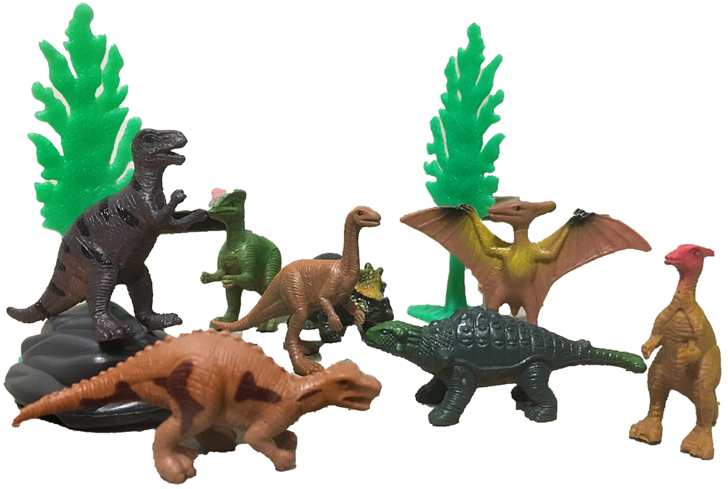 Dinosaur Figurines in Clear Tube with T-Rex Head Topper