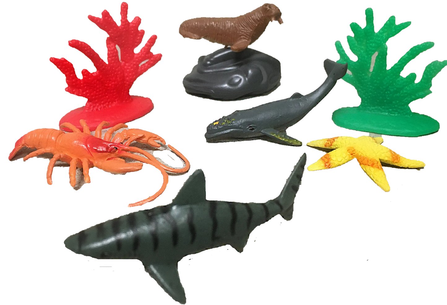 Sea Animal Figurines in Clear Tube with Dolphin Head Topper
