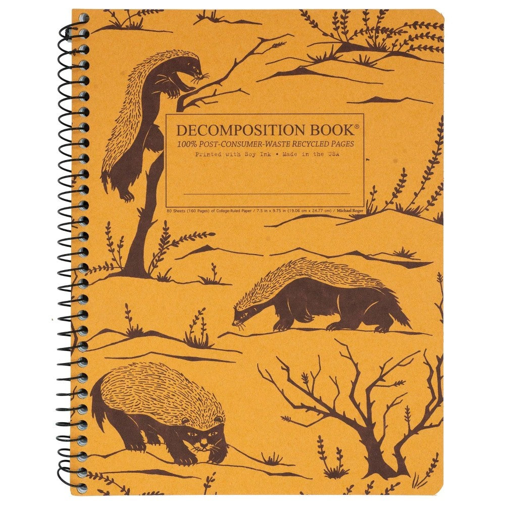 Decomposition Book Honey Badgers Spiral Notebook 7.5"x9.75" 160 Pages