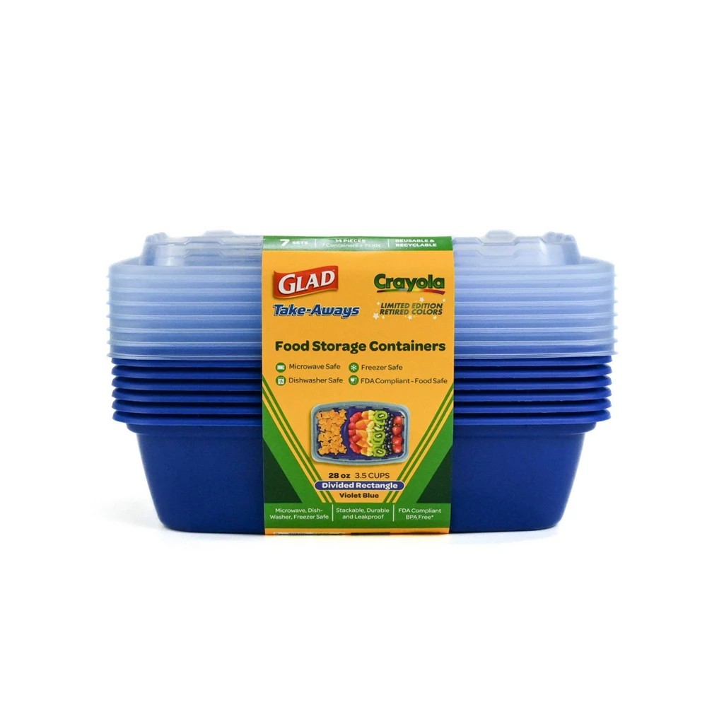 Glad Take-Aways 28oz Divided Food Storage Containers 7pk