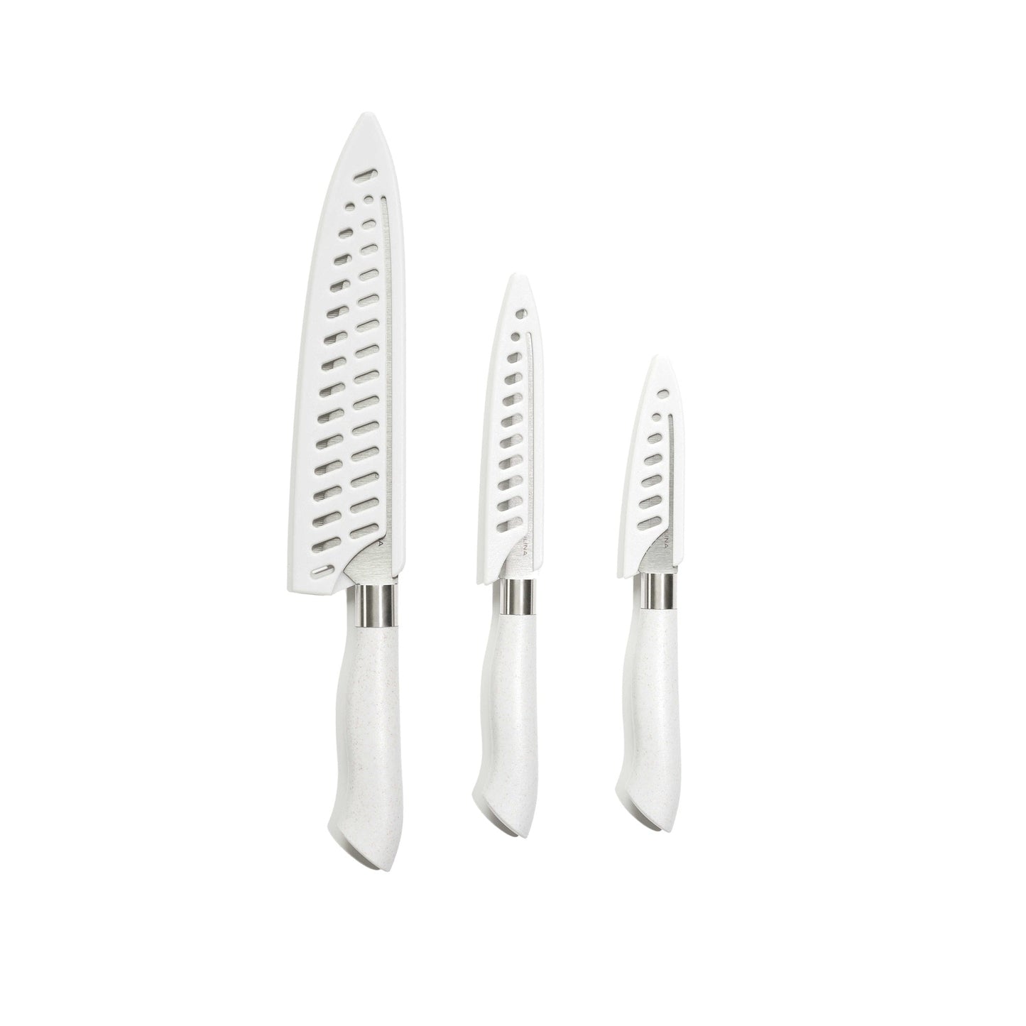 EcoCut 3 Piece Kitchen Knife Set With Blade Guards, Grey-4