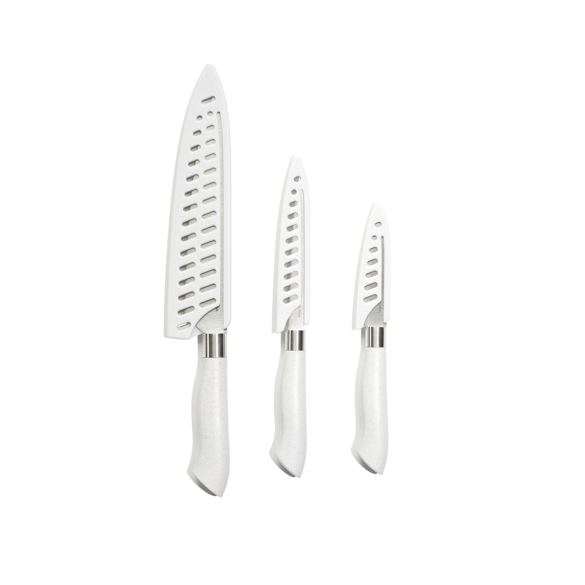 EcoCut 3 Piece Kitchen Knife Set With Blade Guards, Grey-4