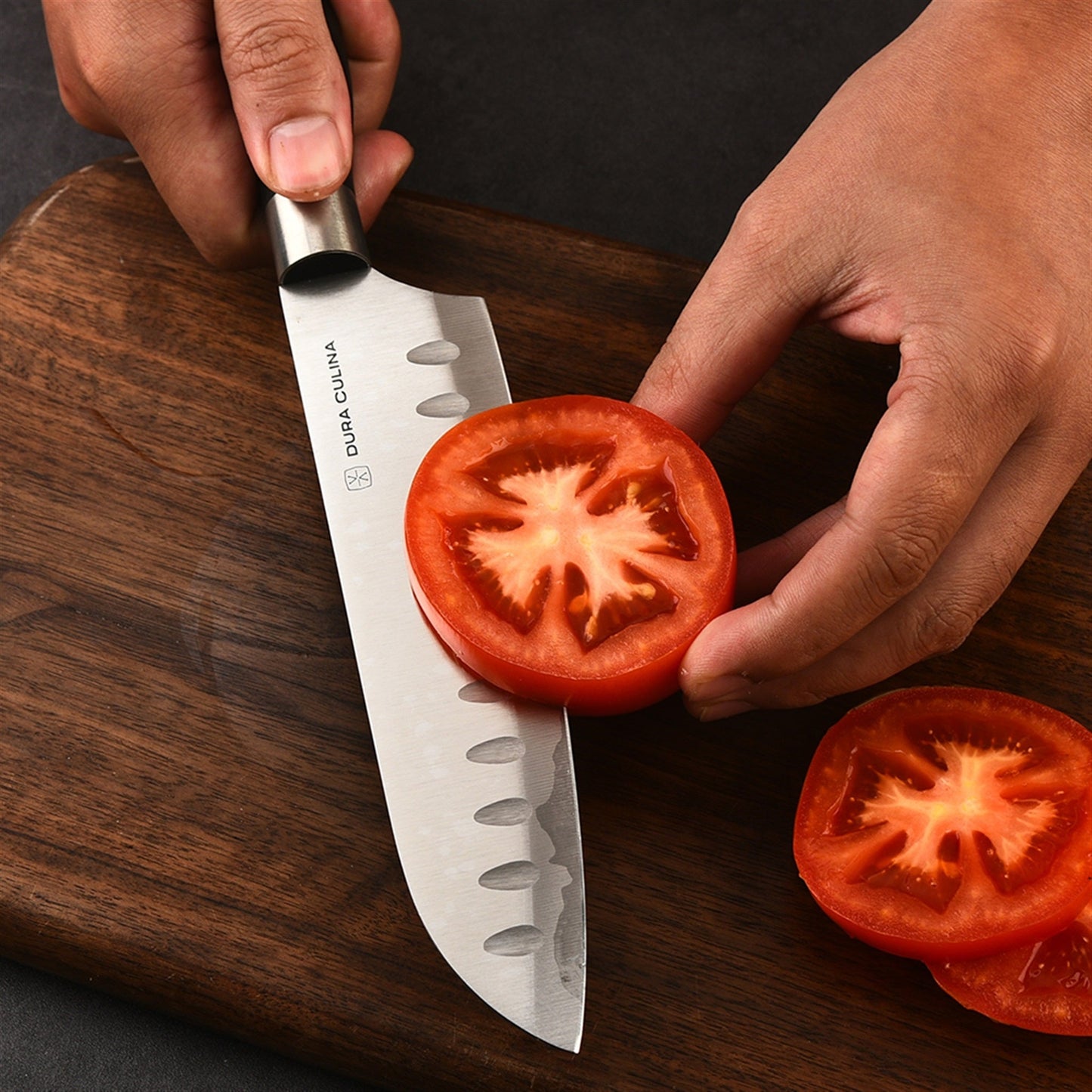 2 Piece Santoku Knife Set with Matching Blade Guards, Black-4