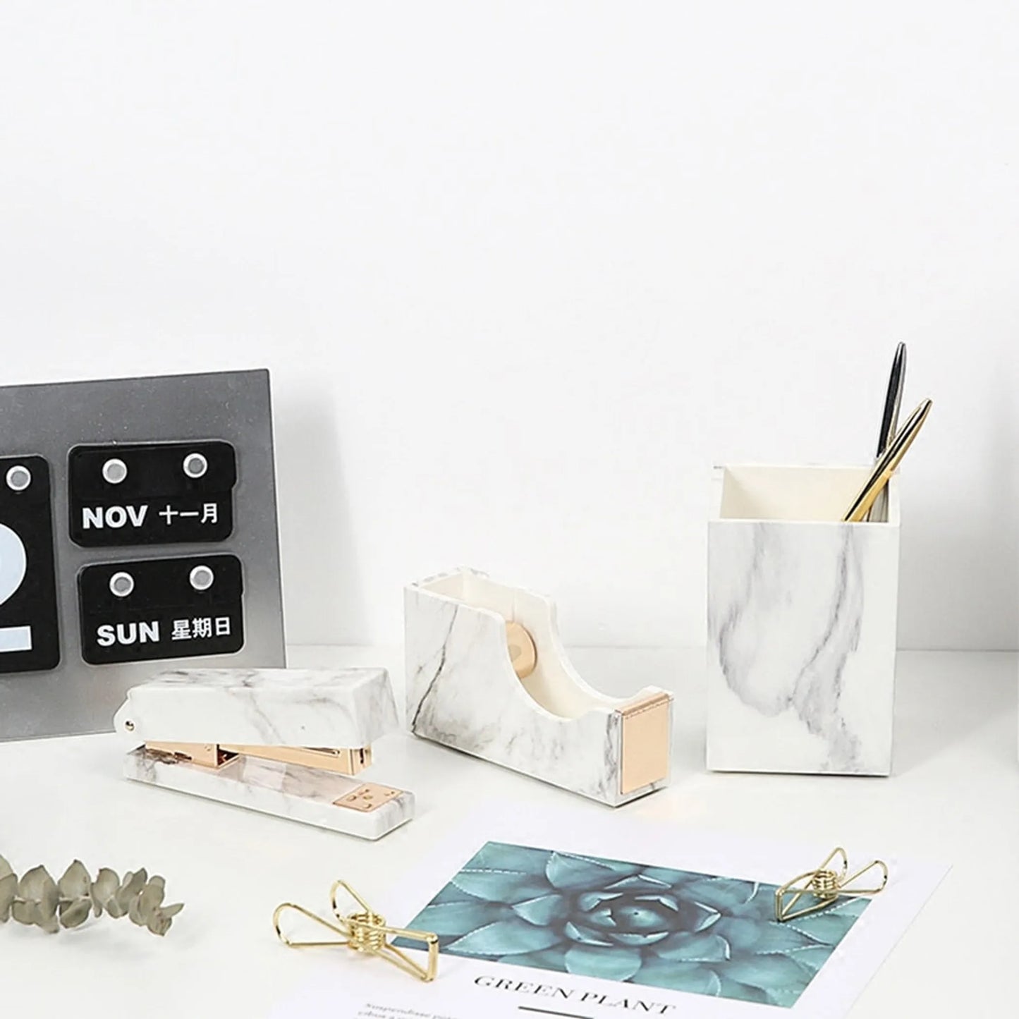 Marble White Desk Kit