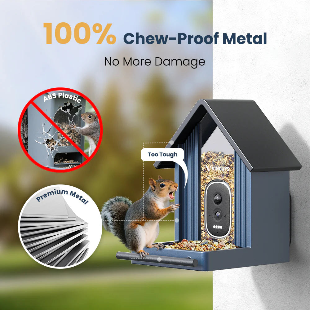 VINGUYS V-Metal Smart Metal Bird Feeder with Camera – Durable Outdoor Birdwatching 85