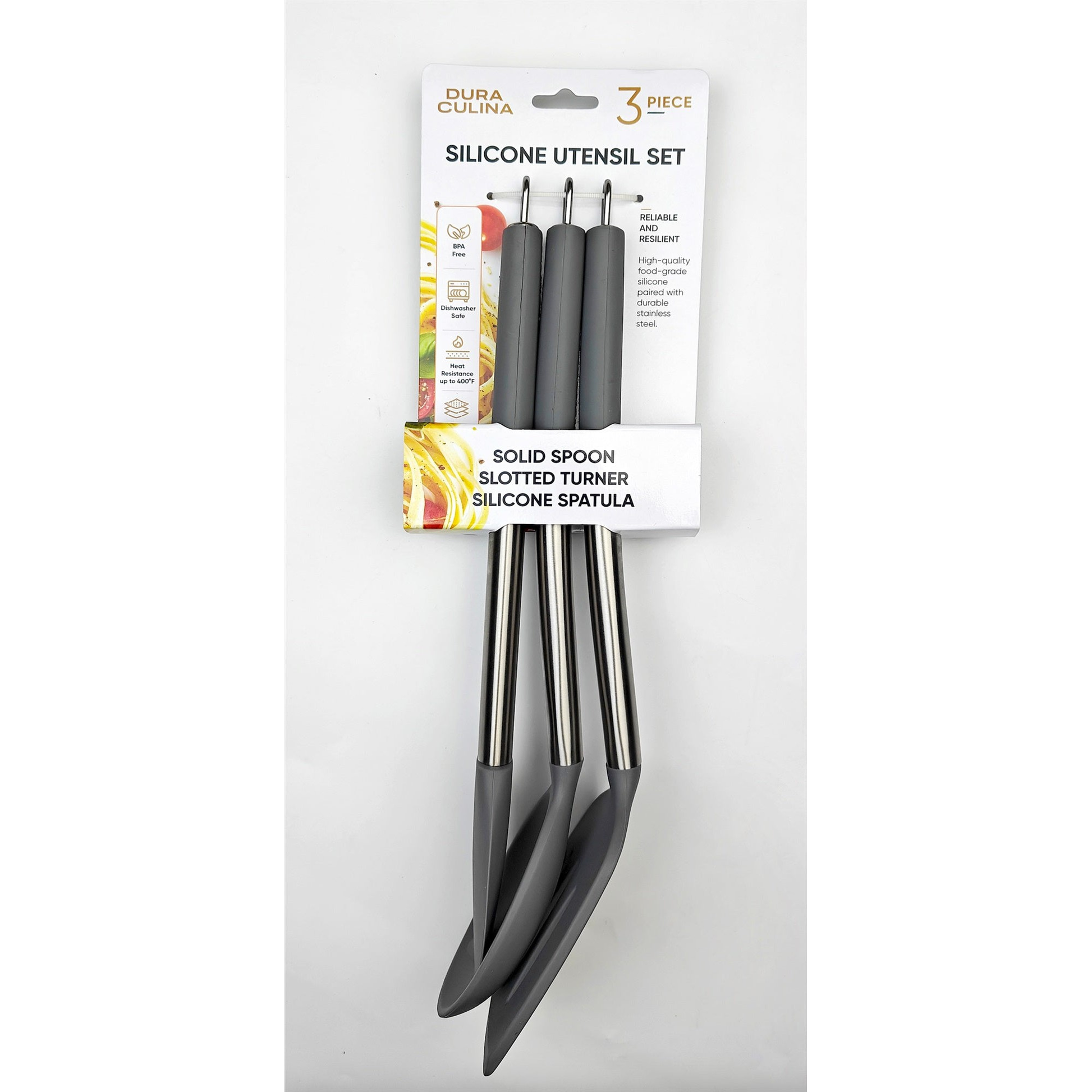 3-Piece Silicone Kitchen Tool Set (Grey, s.s Handle)-0