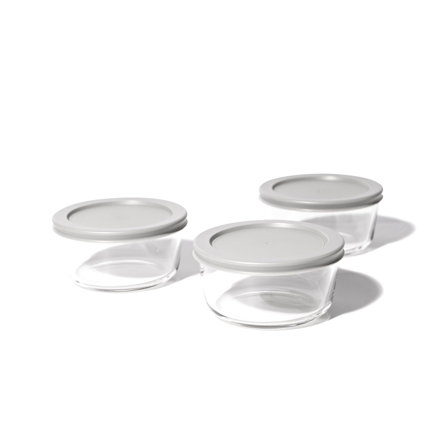 6 Piece Set (2 Cup / 16Oz) Round Glass Storage Containers With Lids, Grey-2