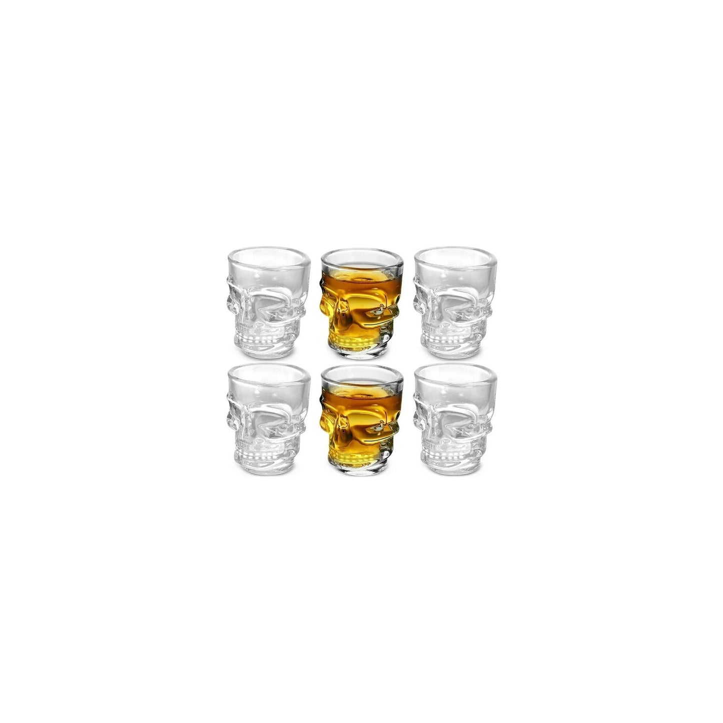 Set of 6 Skull Shot Glasses – 1.75 oz Glass Novelty Drinkware for Halloween Parties, Cocktail Bars & Home Decor-3