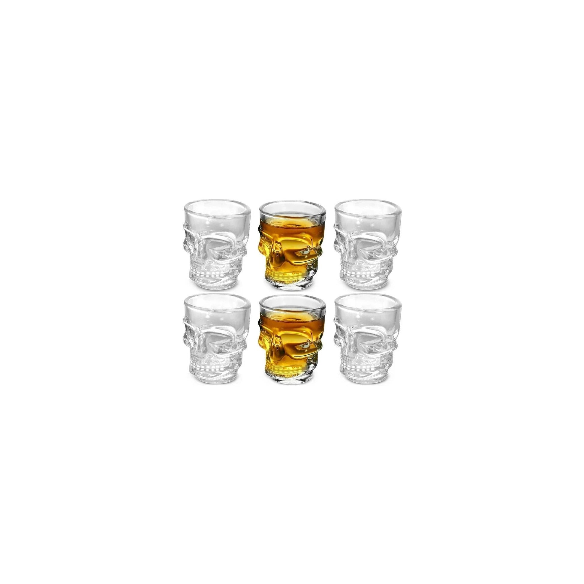 Set of 6 Skull Shot Glasses – 1.75 oz Glass Novelty Drinkware for Halloween Parties, Cocktail Bars & Home Decor-3