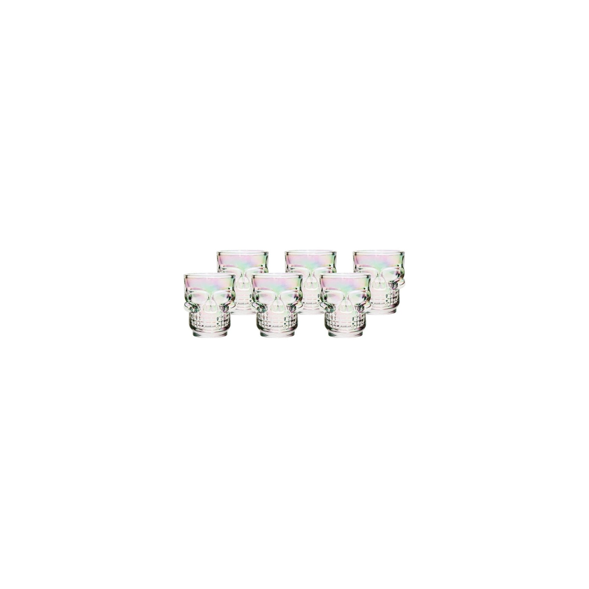 Set of 6 Skull Shot Glasses – 1.75 oz Glass Novelty Drinkware for Halloween Parties, Cocktail Bars & Home Decor-3
