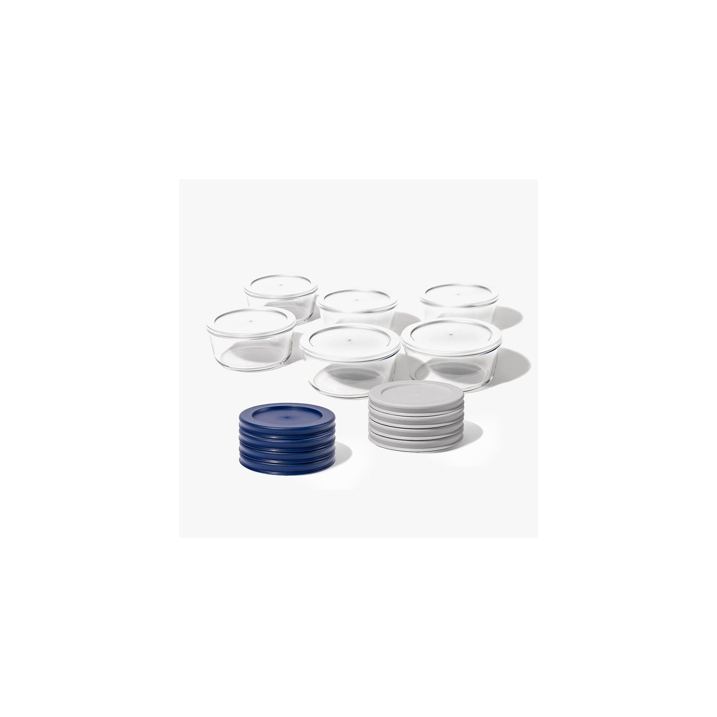 12 Piece Set (4 Cup / 32Oz) Round Glass Storage Containers With Lids, White-0