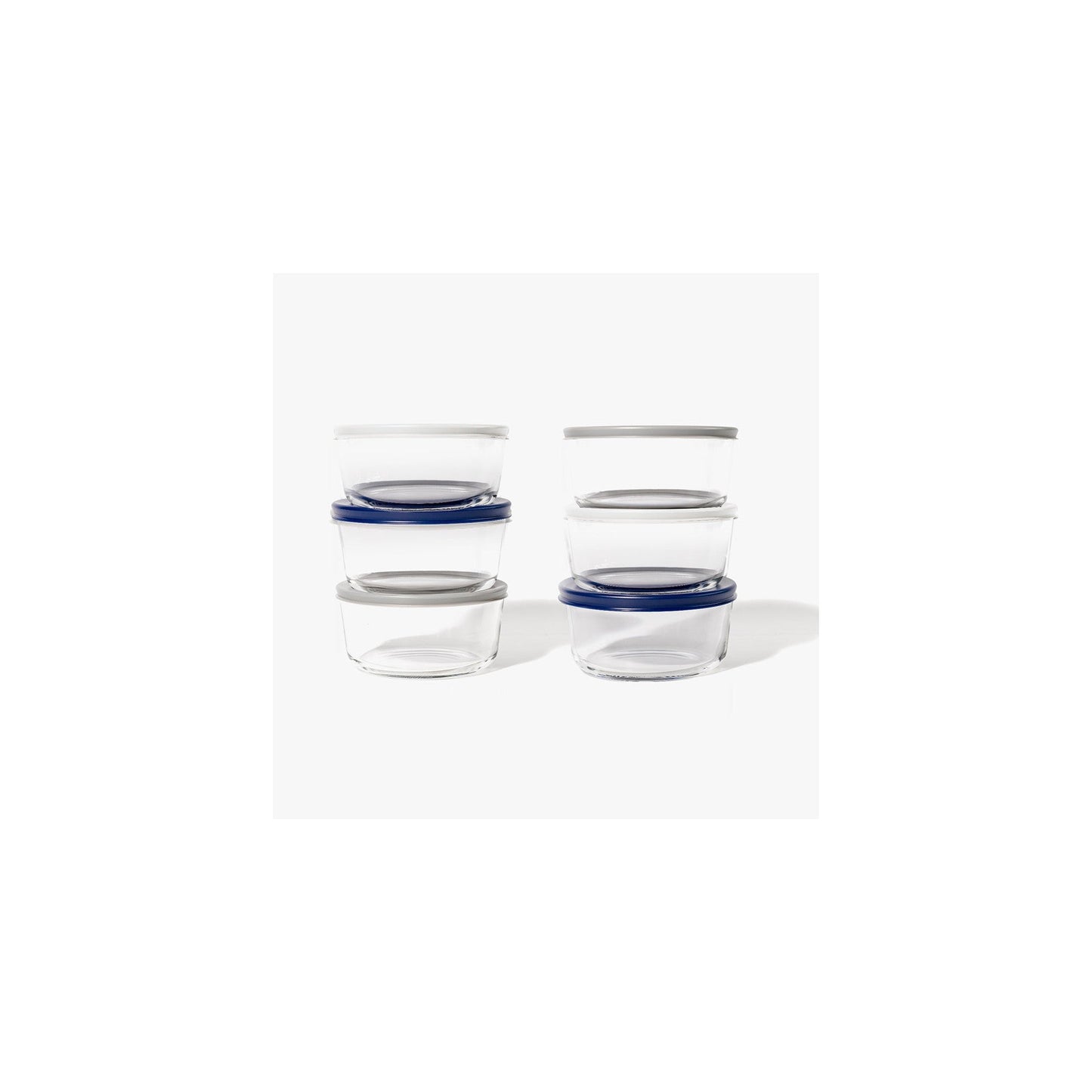 12 Piece Set (2 Cup / 16Oz) Round Glass Storage Containers With Lids, Blue-4