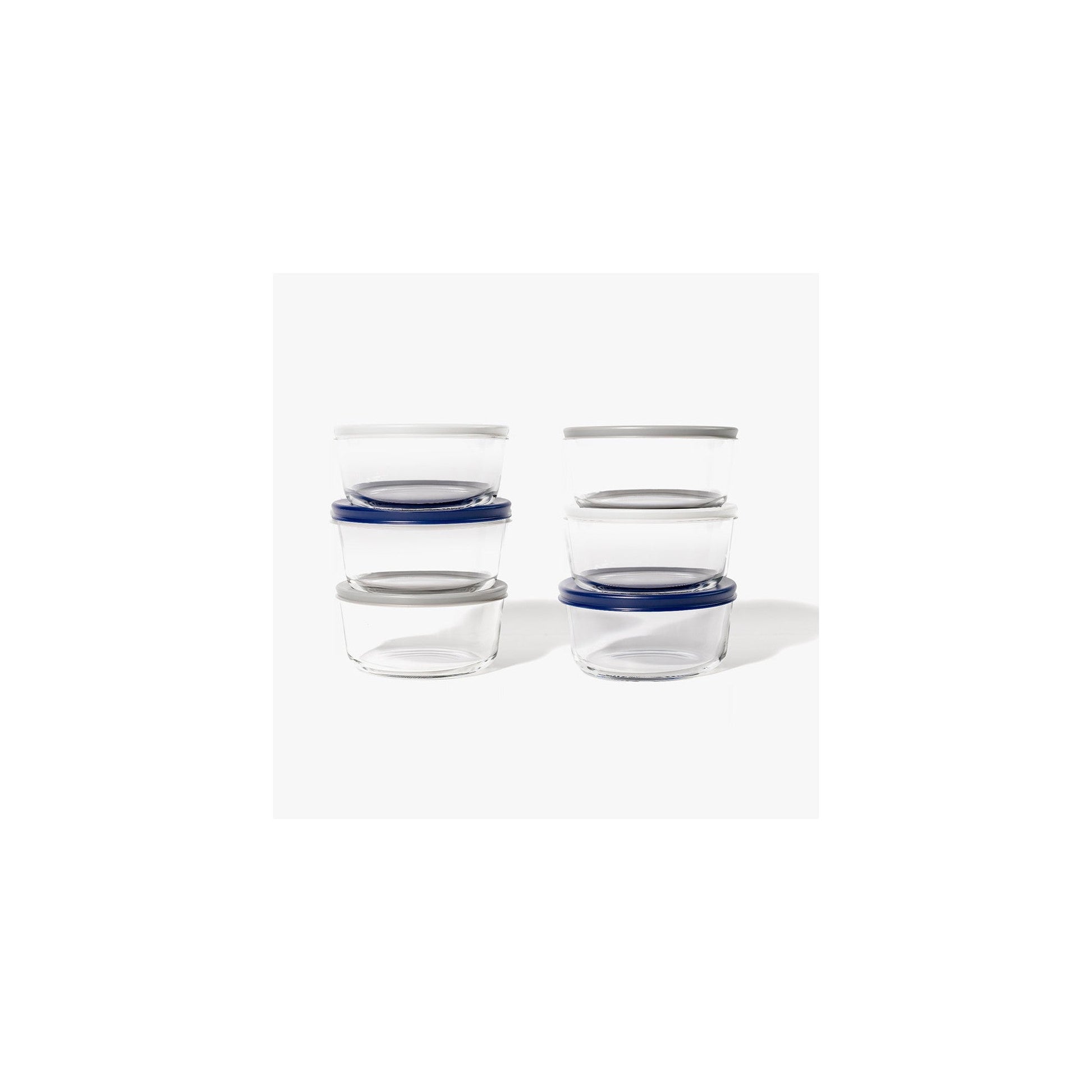 12 Piece Set (2 Cup / 16Oz) Round Glass Storage Containers With Lids, Blue-4