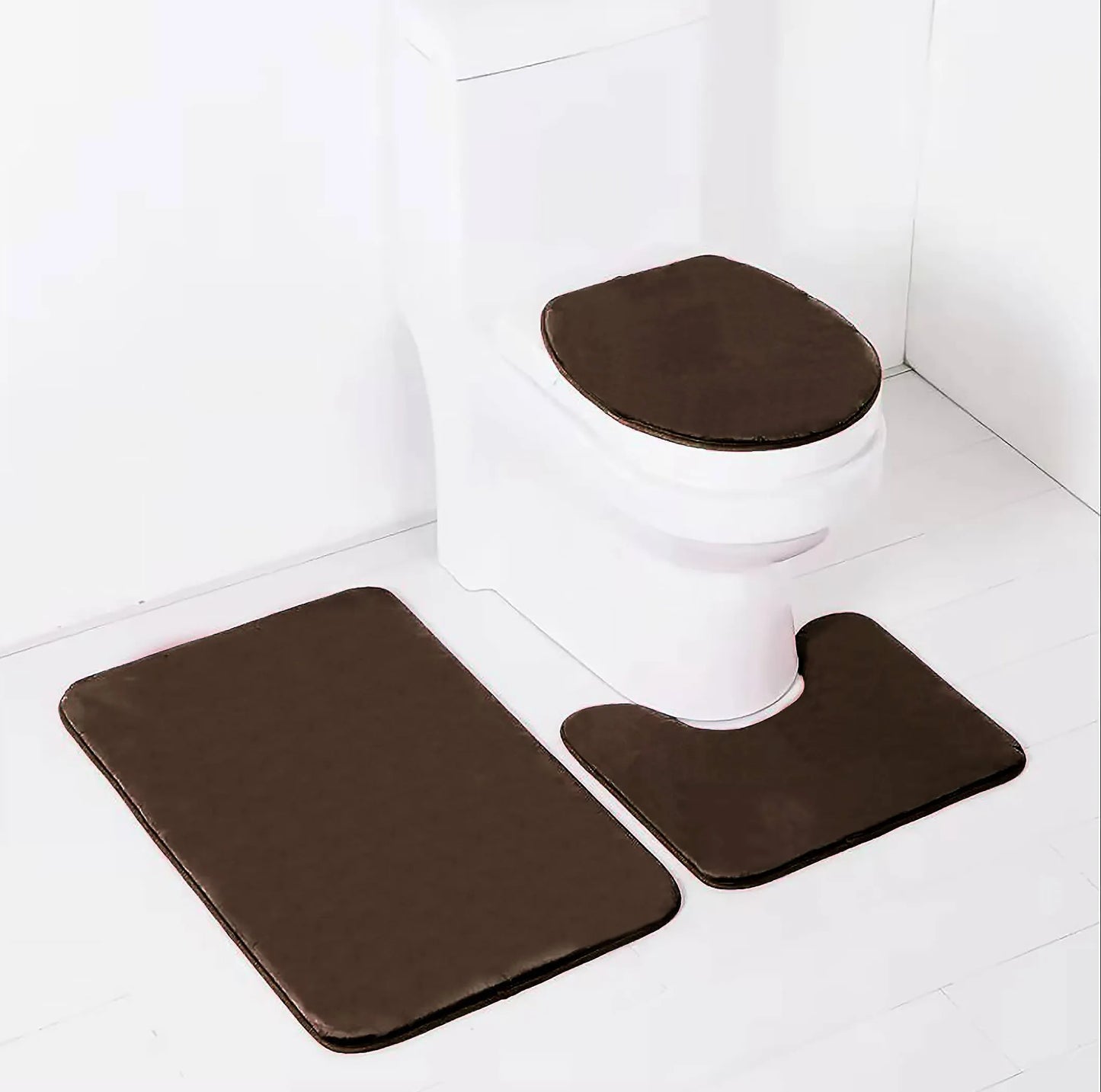 Blush 2 Piece Striped Fake Fur Rabbit Bathroom Bath Mat
