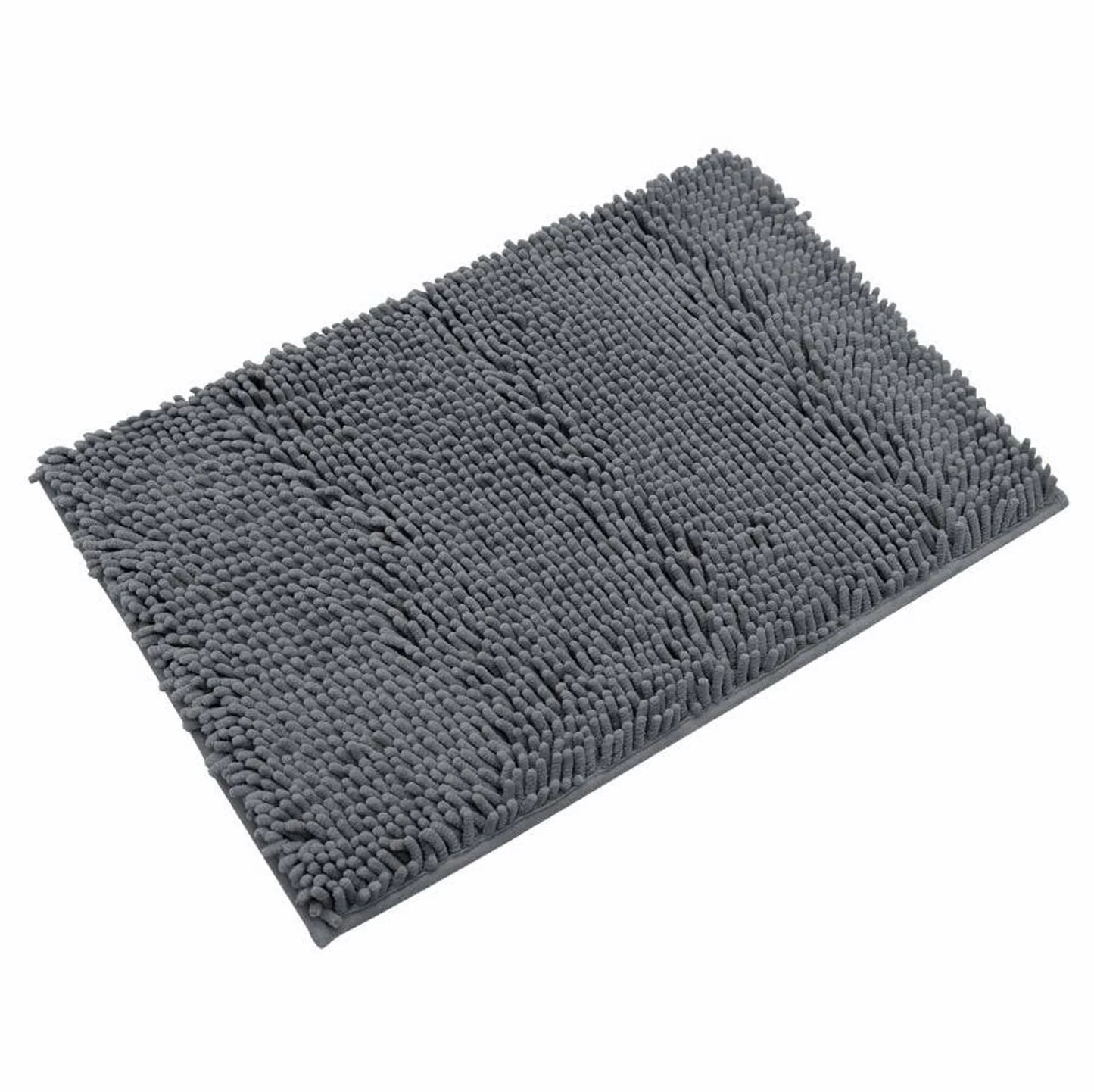 White 2 Piece Striped Fake Fur Rabbit Bathroom Bath Mat