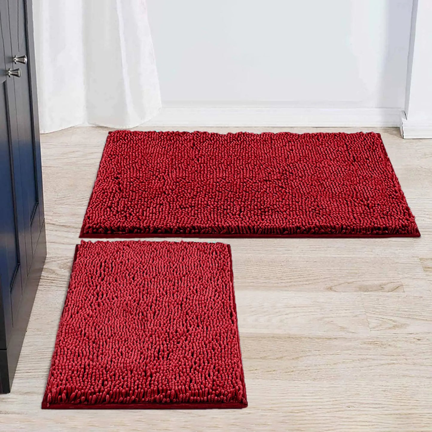 Soft Shag Plush Bathroom Mat Shower Curtain