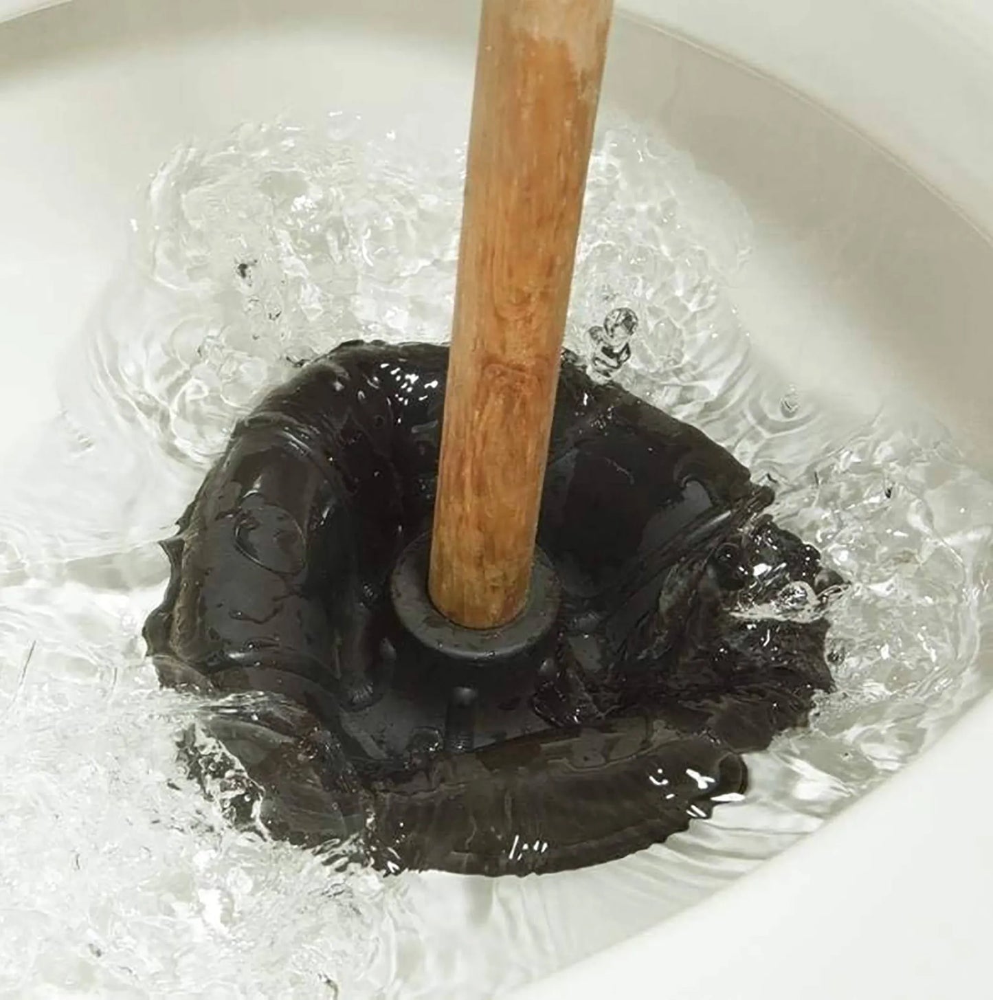 Heavy Duty Toilet & Sink Bathroom Plunger with Wooden Handle