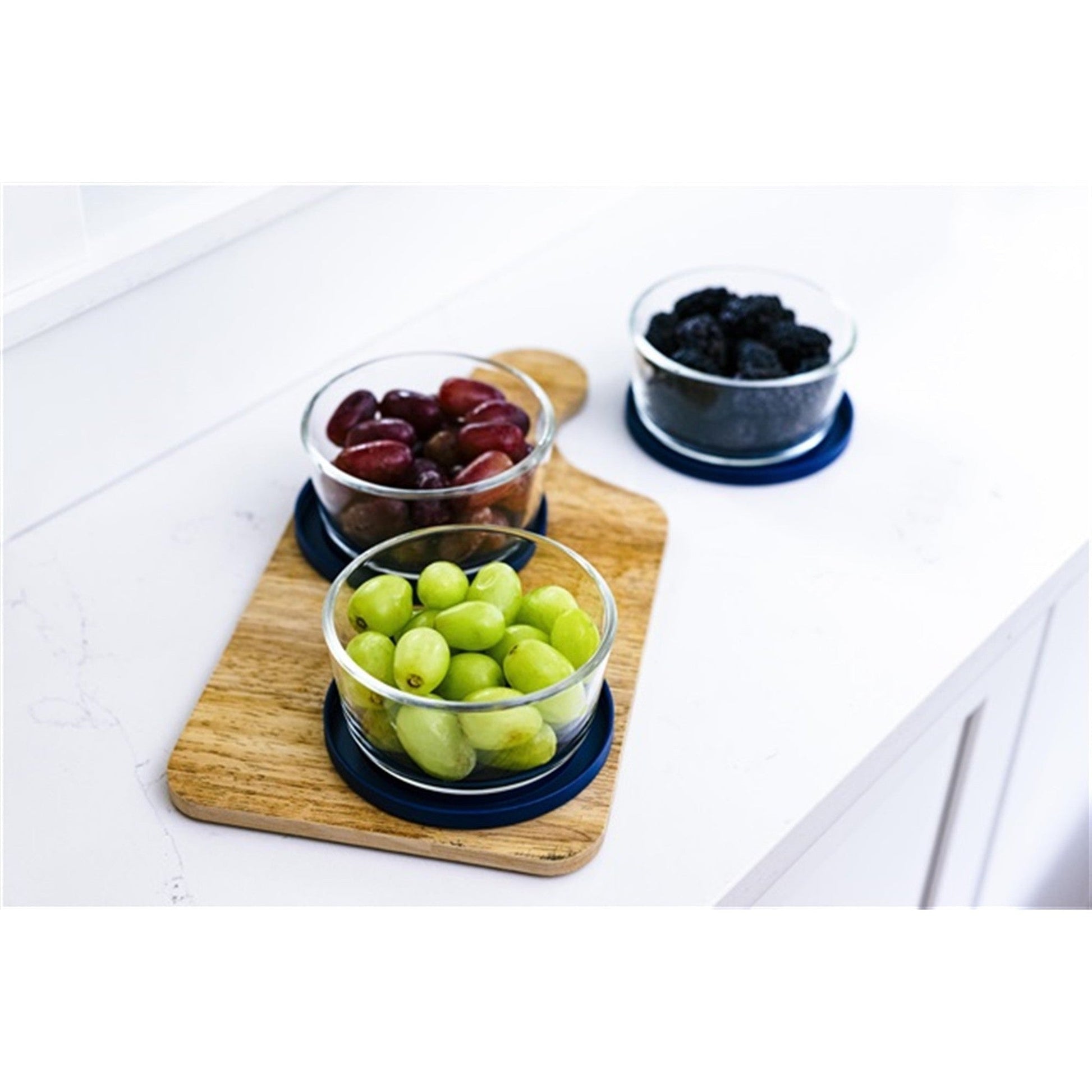 12 Piece Set (2 Cup / 16Oz) Round Glass Storage Containers With Lids, Blue-3