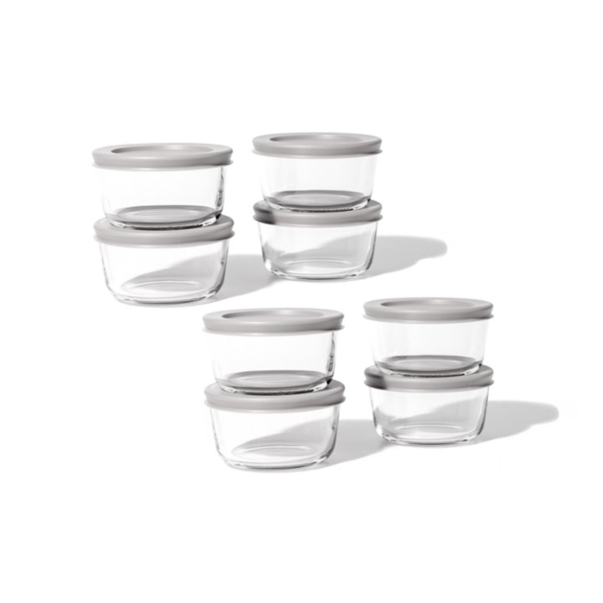 16 Piece Set (7Oz) Round Glass Storage Containers With Lids, Grey-4