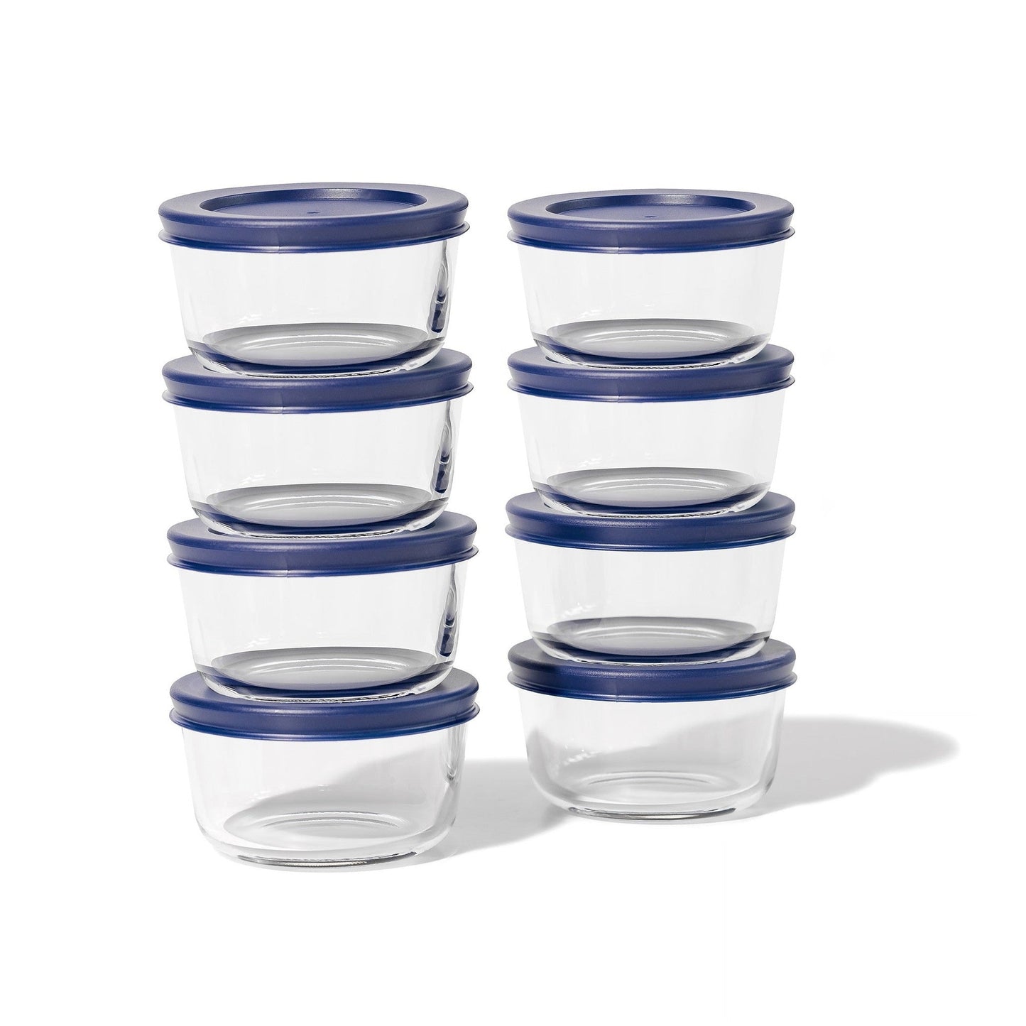 16 Piece Set (7Oz) Round Glass Storage Containers With Lids, Blue-2