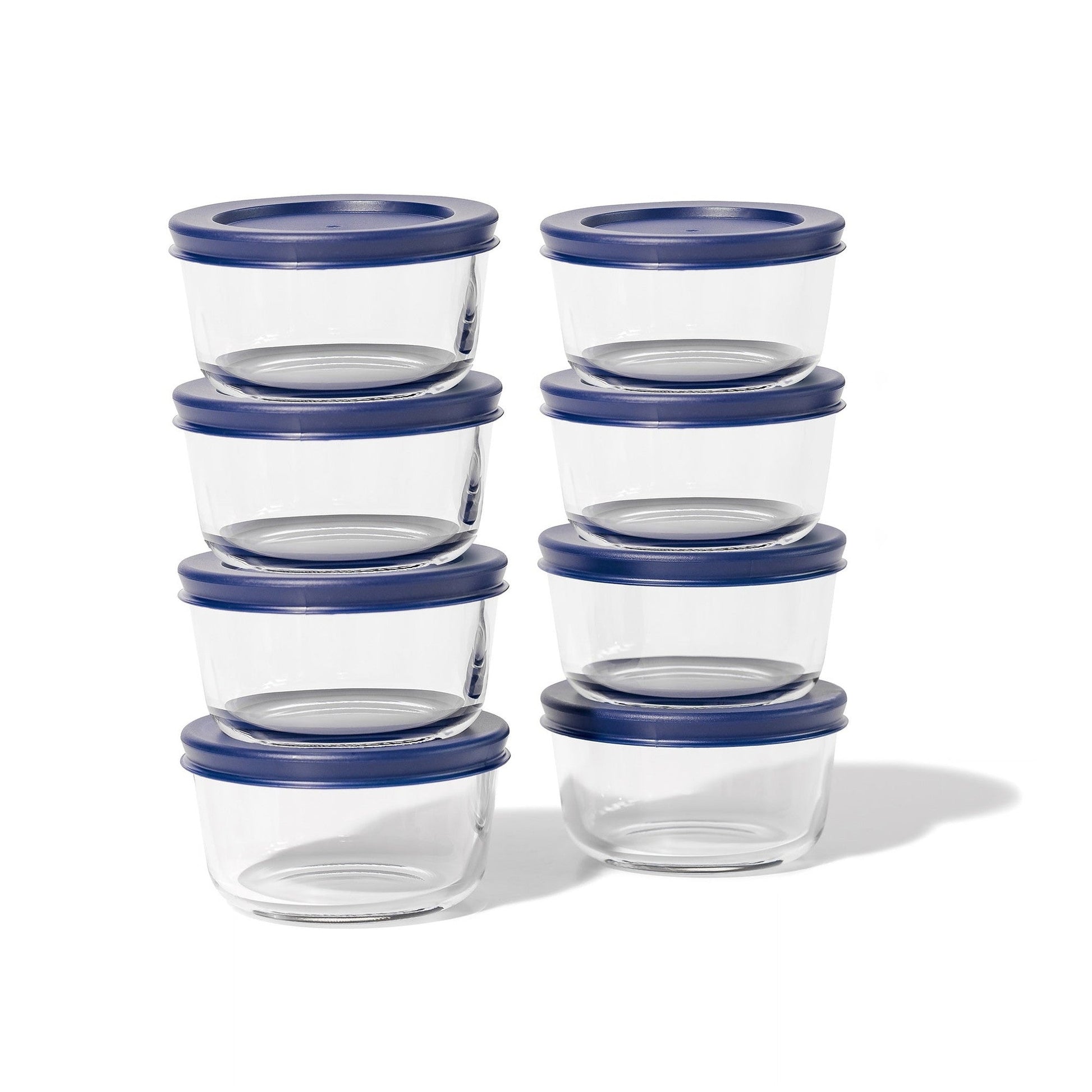 16 Piece Set (7Oz) Round Glass Storage Containers With Lids, Blue-2