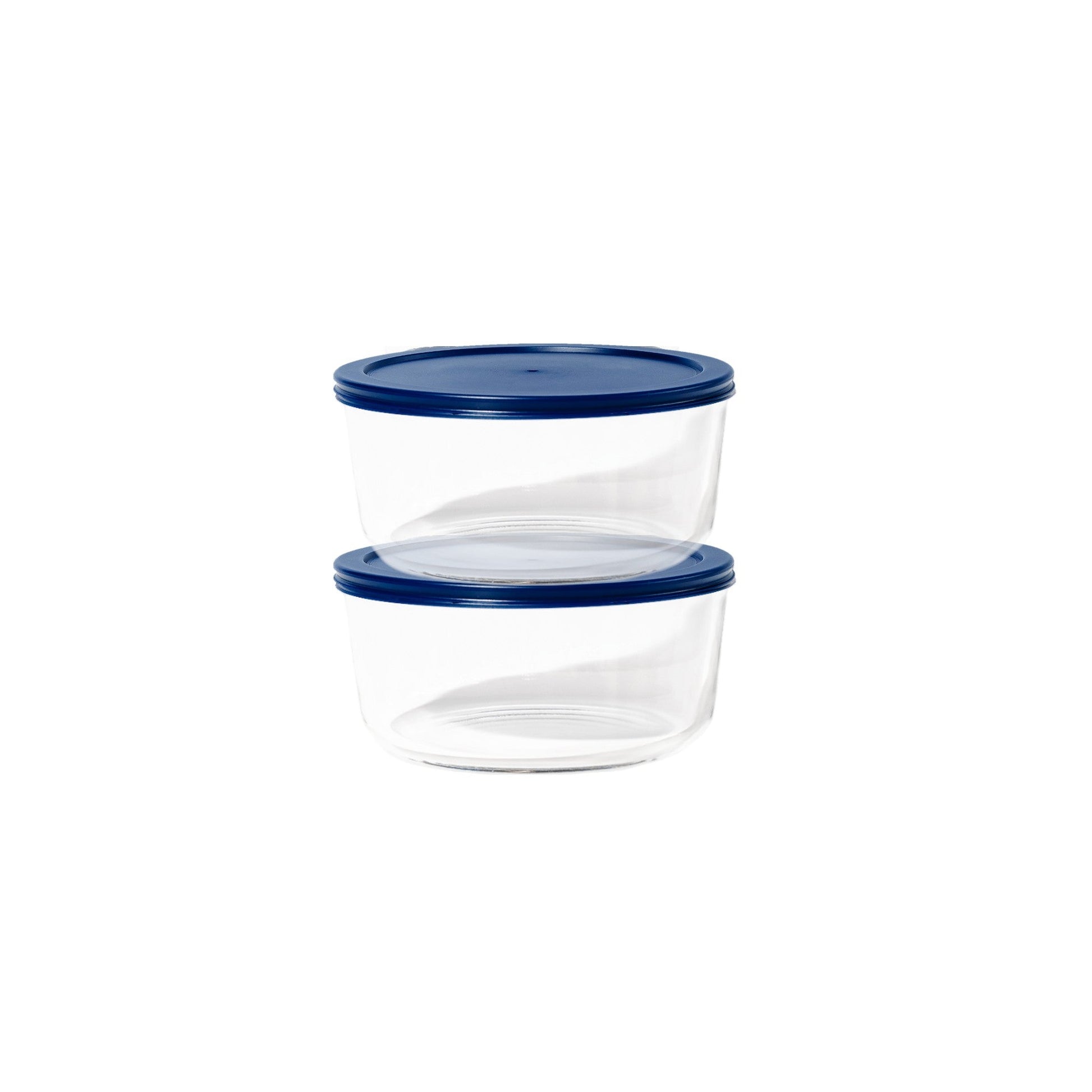 4 Piece Set (6.55 Cup / 52.4Oz) Round Glass Storage Containers With Lids, Blue-0
