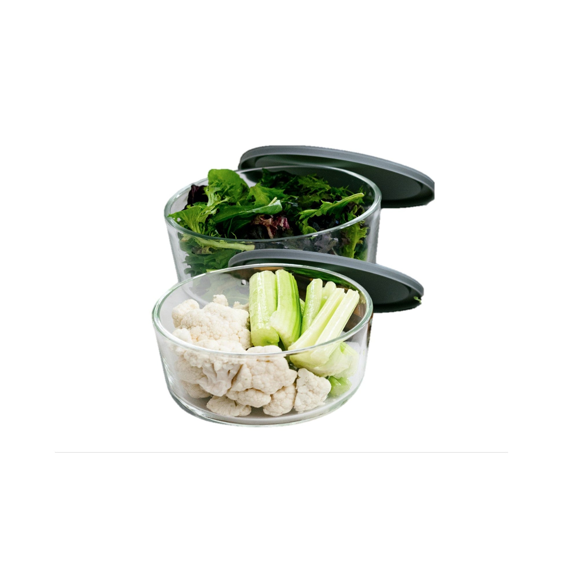8 Piece Set (6.55 Cup / 52.4Oz) Round Glass Storage Containers With Lids, Grey-3