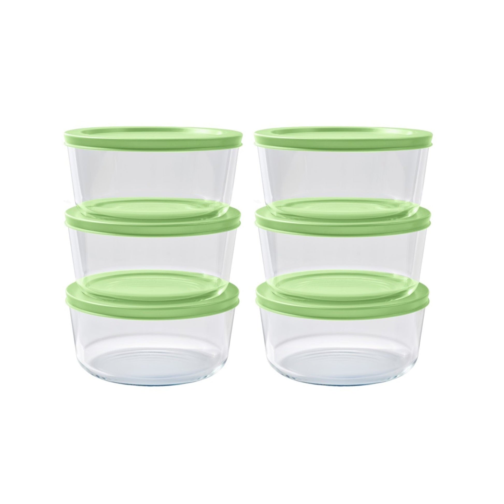 12 Piece Set (4 Cup / 32Oz ) Round Glass Storage Containers With Lids, Pistachio-0