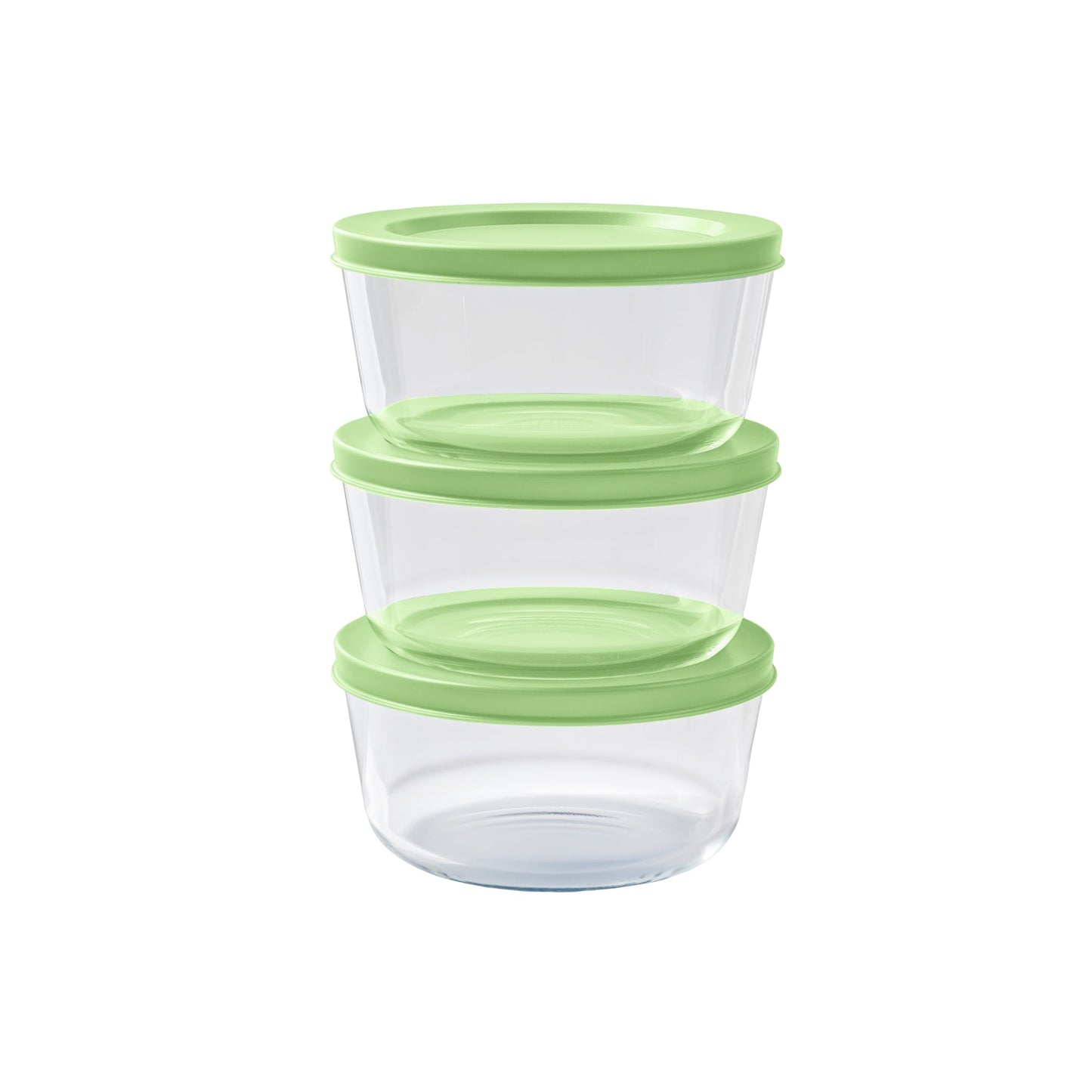 6 Piece Set (2 Cup / 16Oz) Round Glass Storage Containers With Lids, Pistachio-0