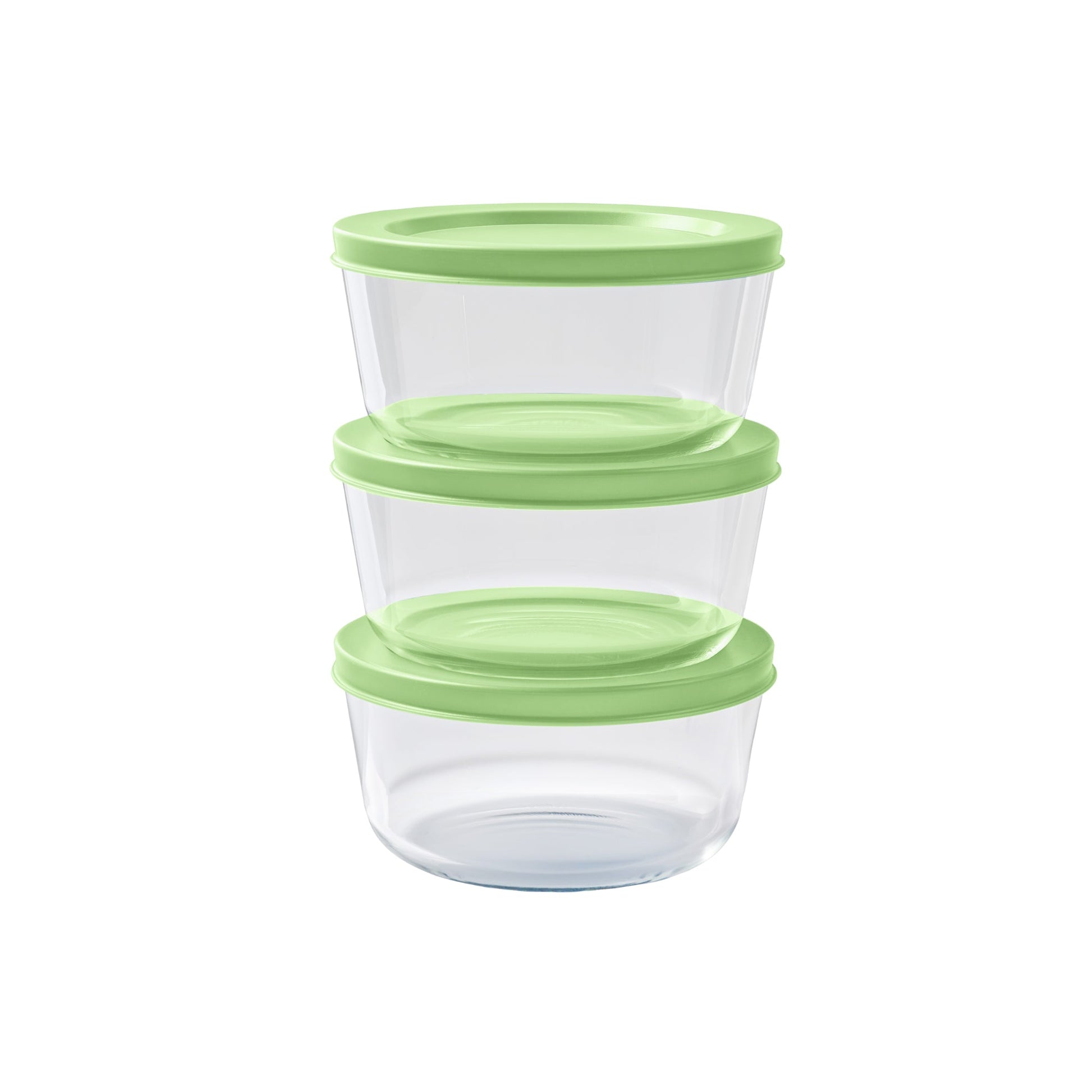 6 Piece Set (2 Cup / 16Oz) Round Glass Storage Containers With Lids, Pistachio-0