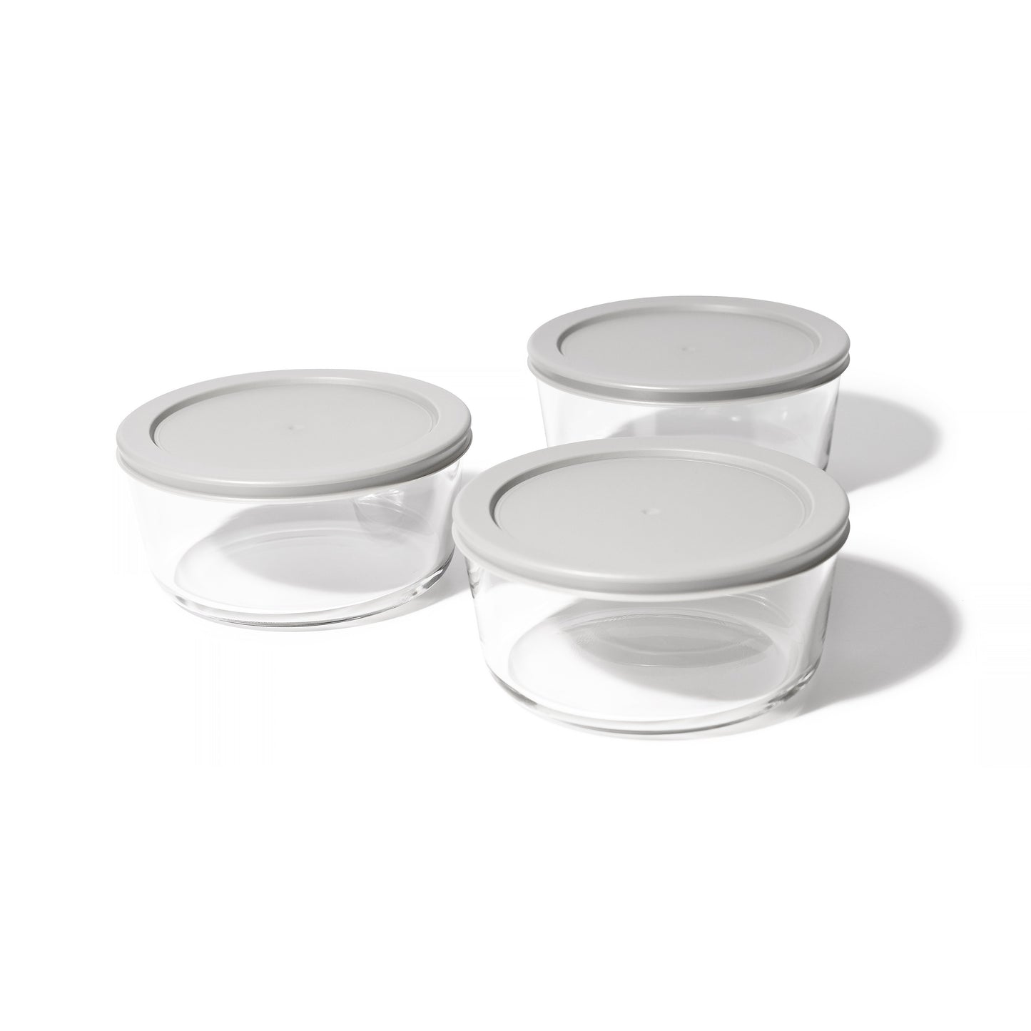 6 Piece Set (4 Cup / 32Oz) Round Glass Storage Containers With Lids, Grey-1
